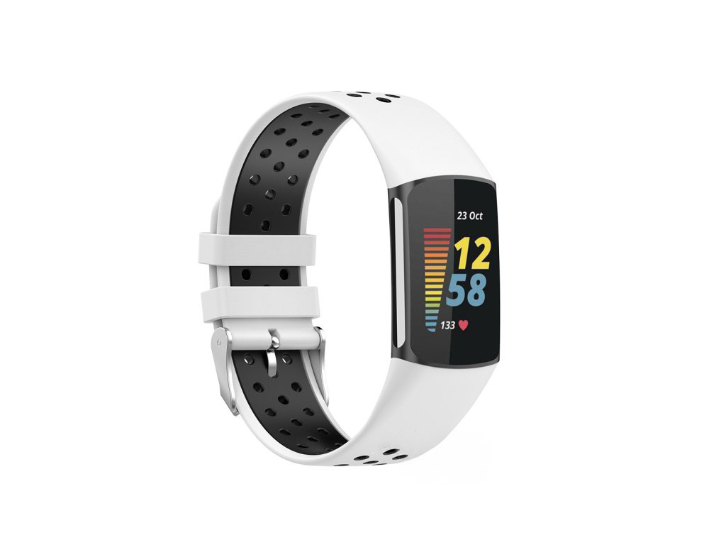 Levně Perforovaný řemínek pro Fitbit Charge 5 Barevná varianta: Bílo-Černý