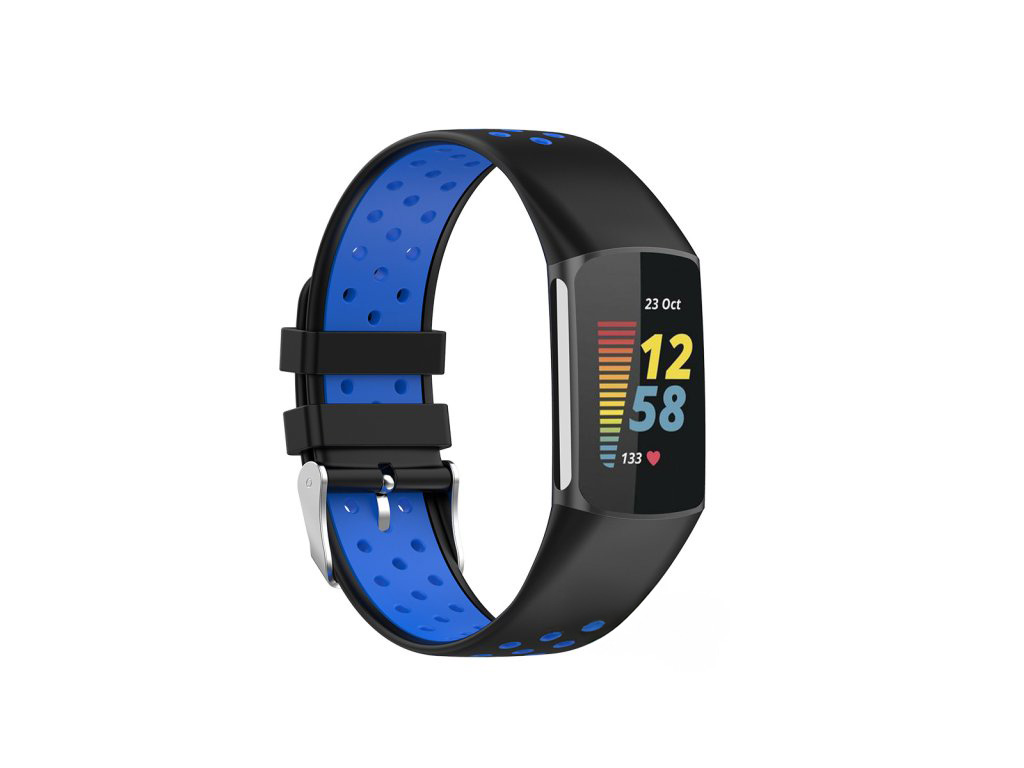 Levně Perforovaný řemínek pro Fitbit Charge 5 Barevná varianta: Černo-Modrý