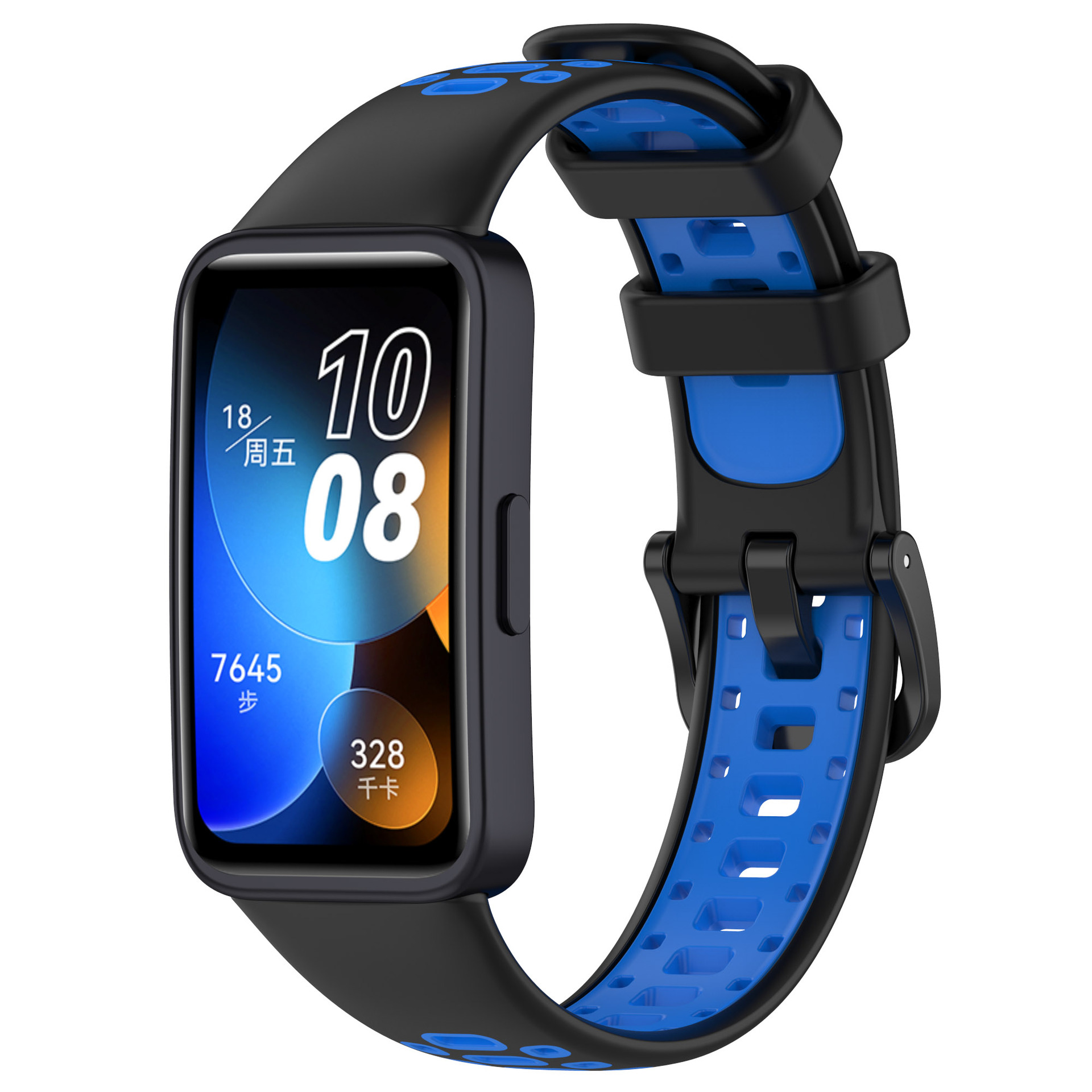 Perforovaný dvojbarevný řemínek Huawei Band 8/9/10 Barevná varianta: Černo-Modrý