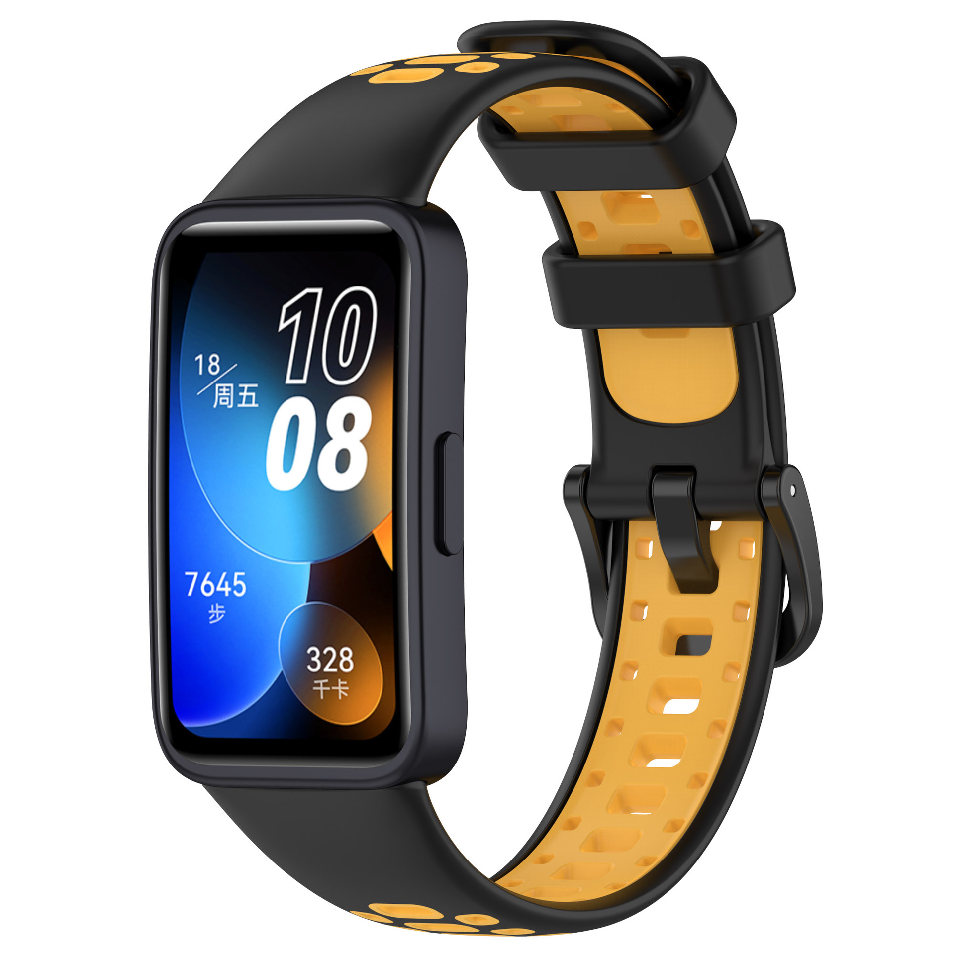 Perforovaný dvojbarevný řemínek Huawei Band 8/9/10 Barevná varianta: Černo-žlutý