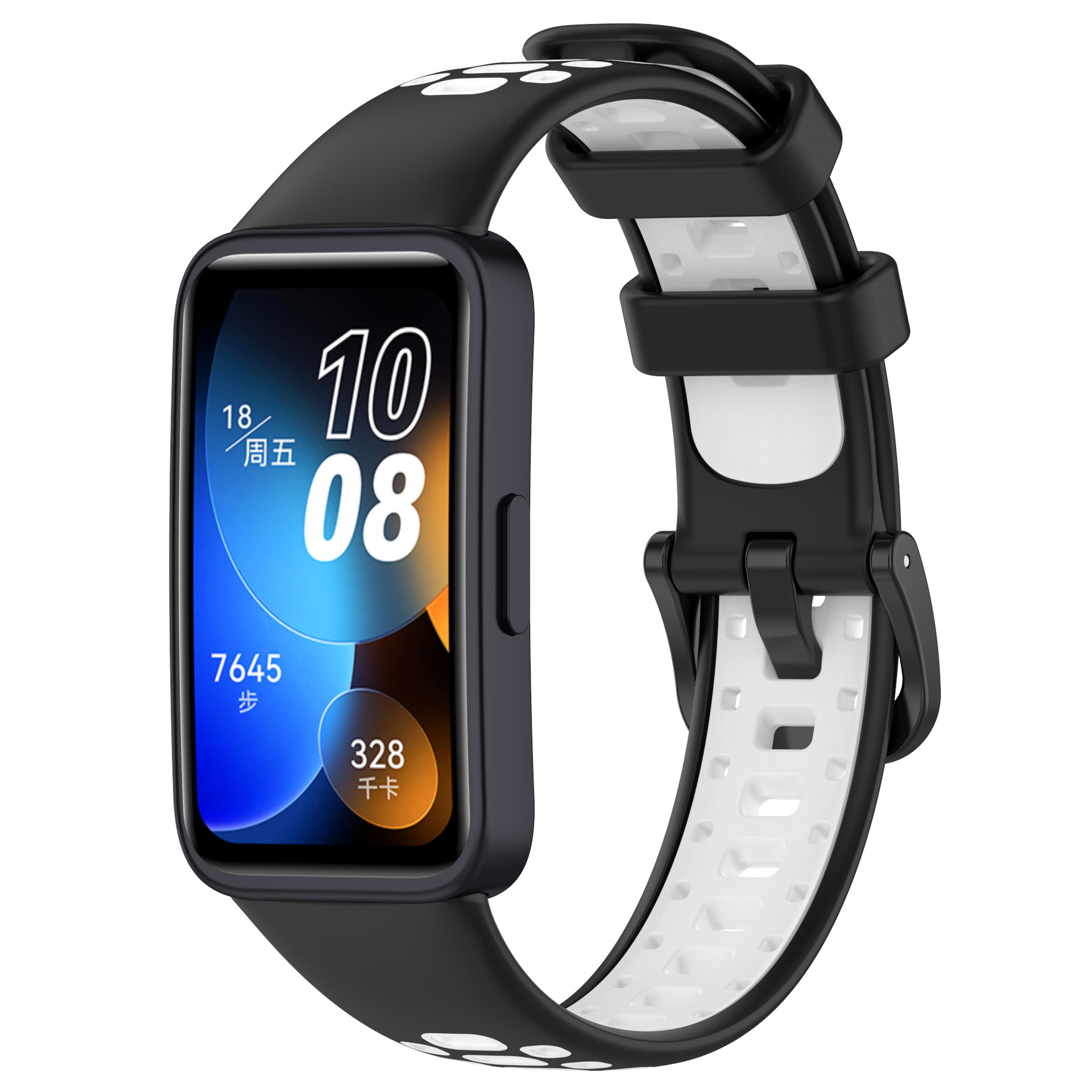 Perforovaný dvojbarevný řemínek Huawei Band 8/9/10 Barevná varianta: Černo-Bílý