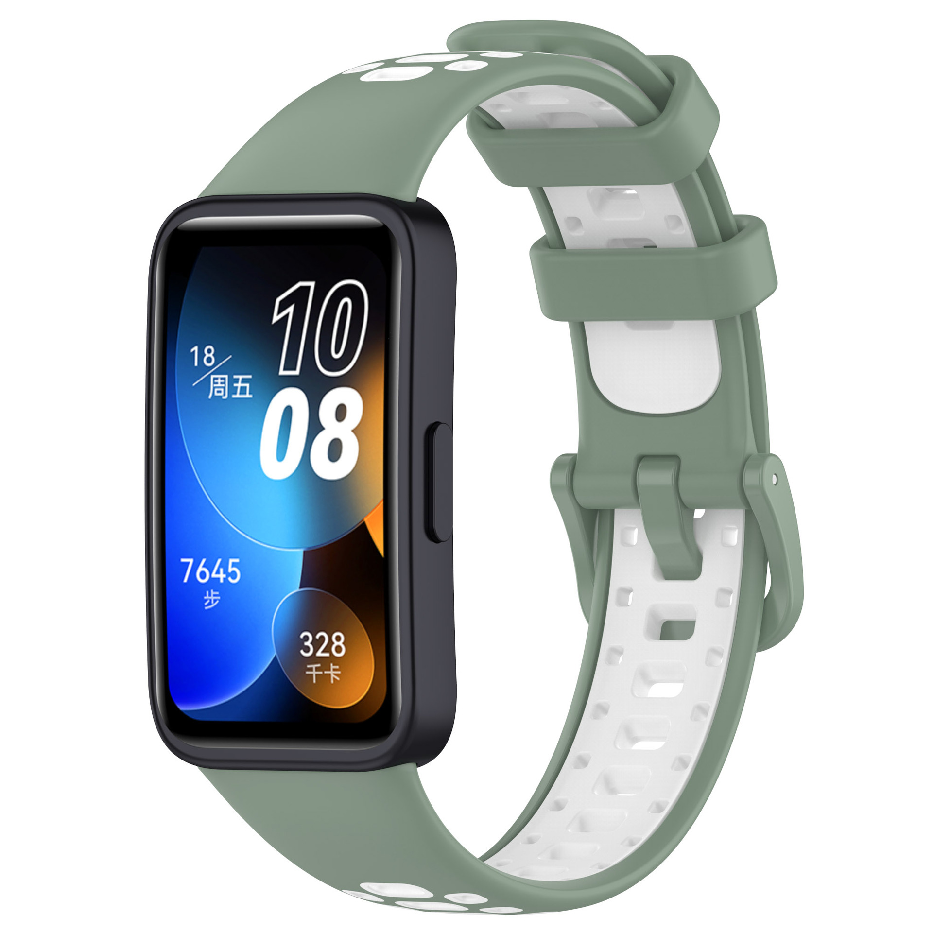 Perforovaný dvojbarevný řemínek Huawei Band 8/9/10 Barevná varianta: Zeleno-bílý