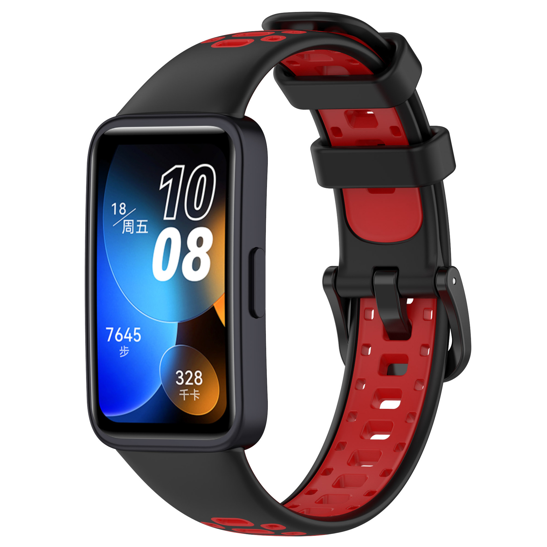 Perforovaný dvojbarevný řemínek Huawei Band 8/9/10 Barevná varianta: Černo-Červený