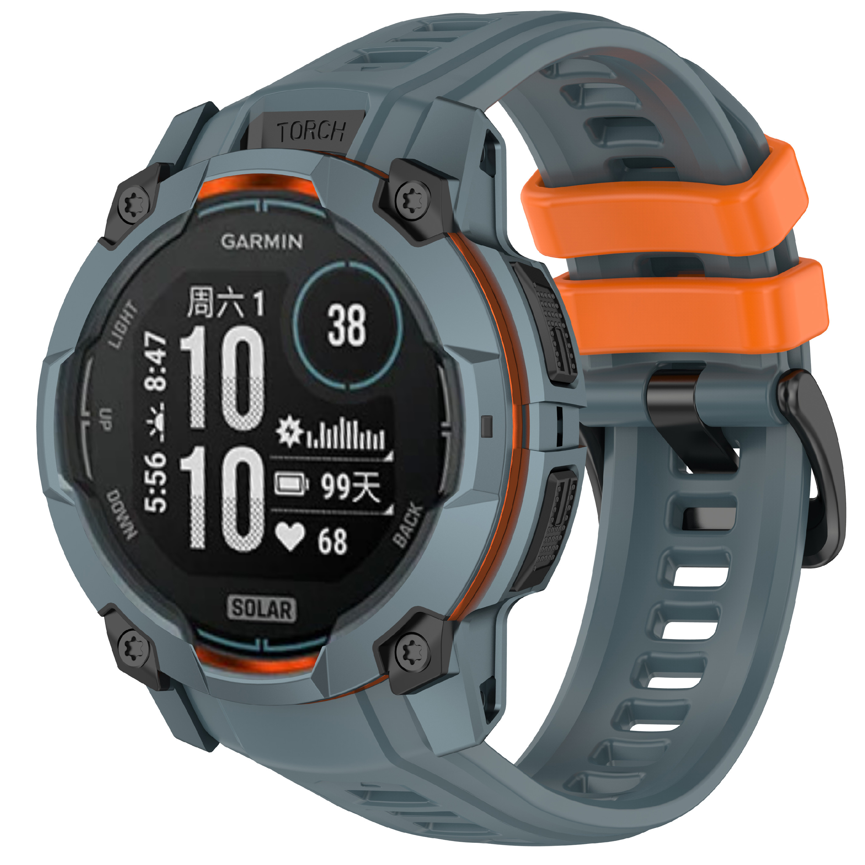 Levně Silikonový řemínek pro Garmin Instinct 3 45mm Barva: Šedo-modro-oranžová