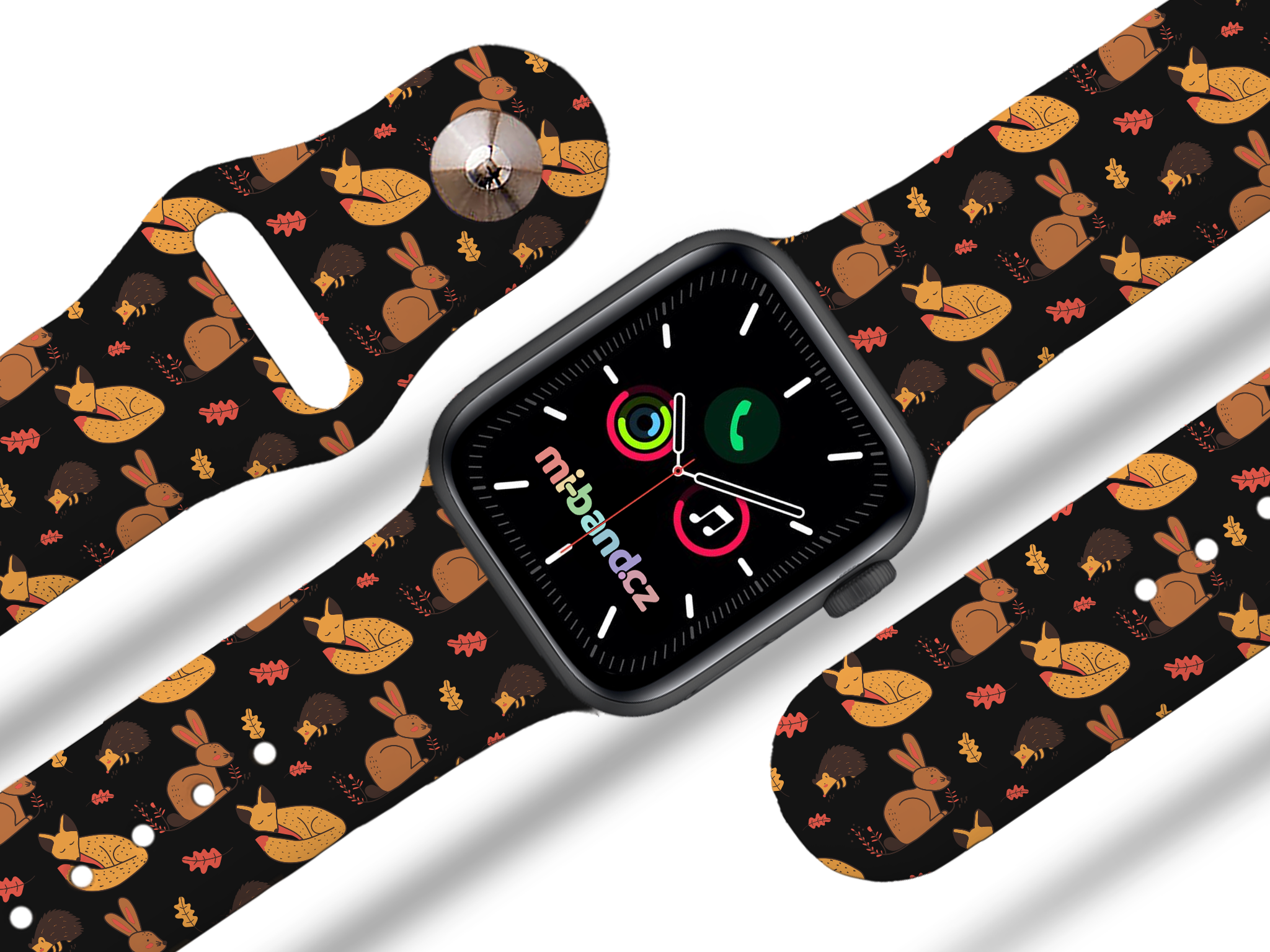 Apple watch řemínek Podzimní lesní zvěř - Černá - 38/40/41mm