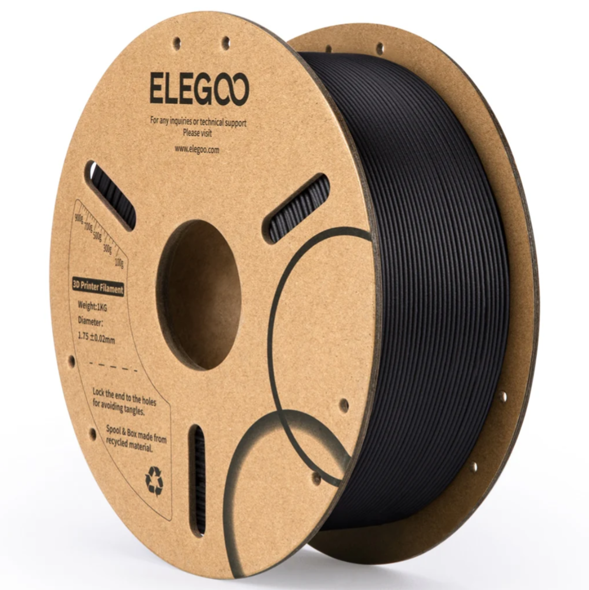 Levně Filament ELEGOO PLA-CF Carbon Fiber 1,75 mm 1 kg, Černá 50.203.0464