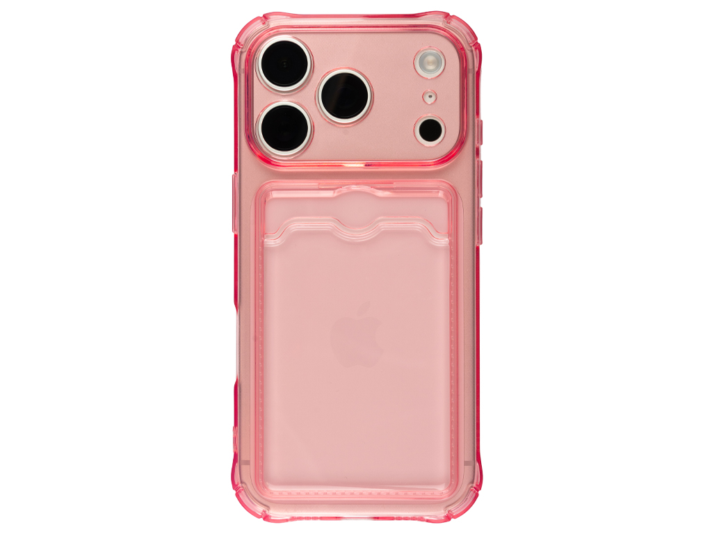 Silikonový růžový kryt s peněženkou pro iPhone 17 Pro Max