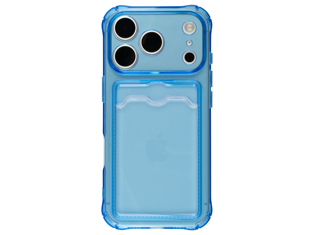 Silikonový modrý kryt s peněženkou pro iPhone 17 Pro Max