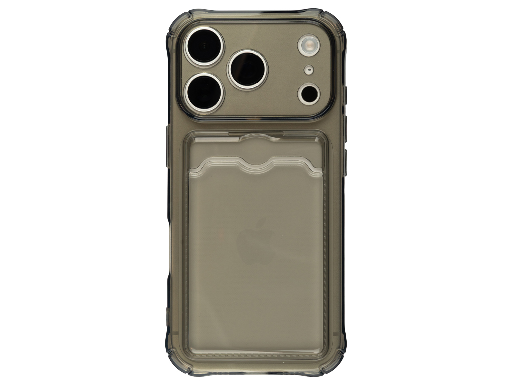 Silikonový černý kryt s peněženkou pro iPhone 17 Pro Max