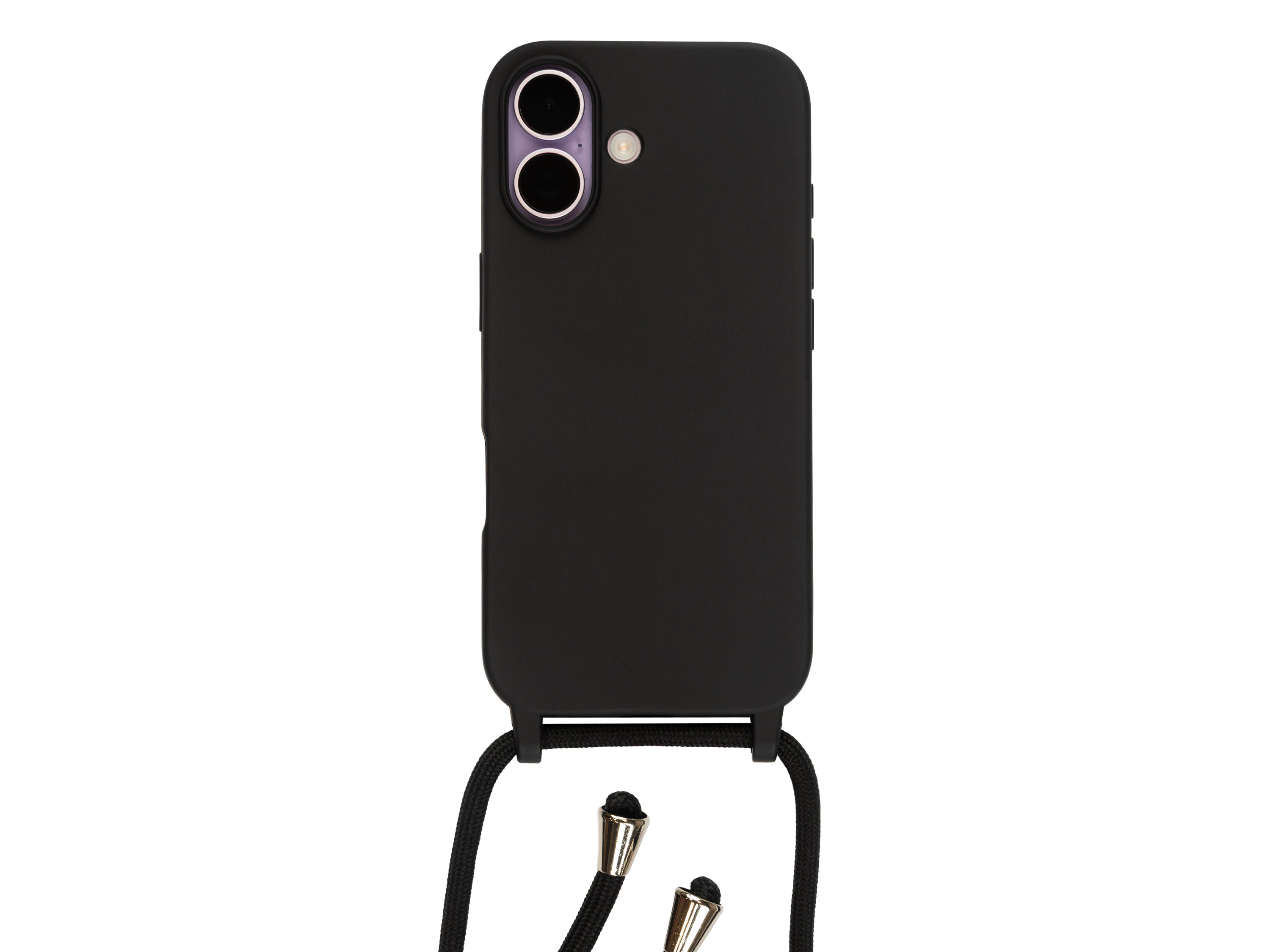 Silikonový černý kryt se šňůrkou pro iPhone 17