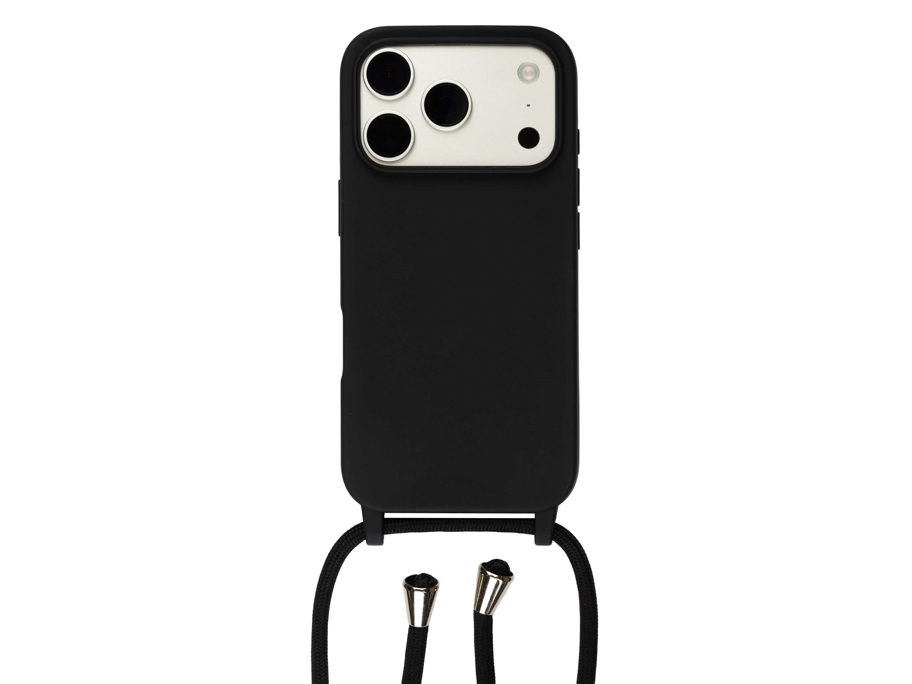Silikonový černý kryt se šňůrkou pro iPhone 17 Pro