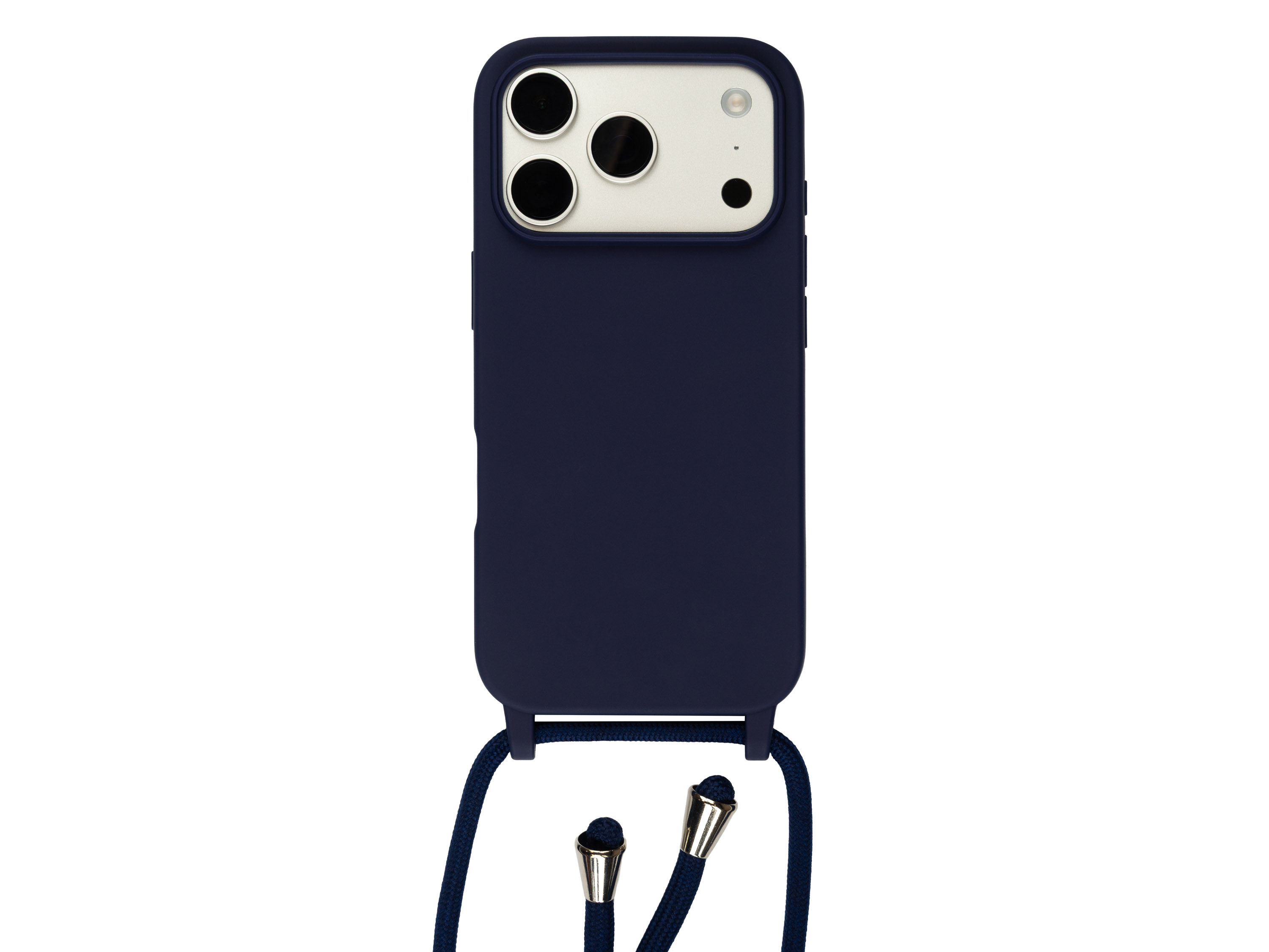 Silikonový tmavě modrý kryt se šňůrkou pro iPhone 17 Pro