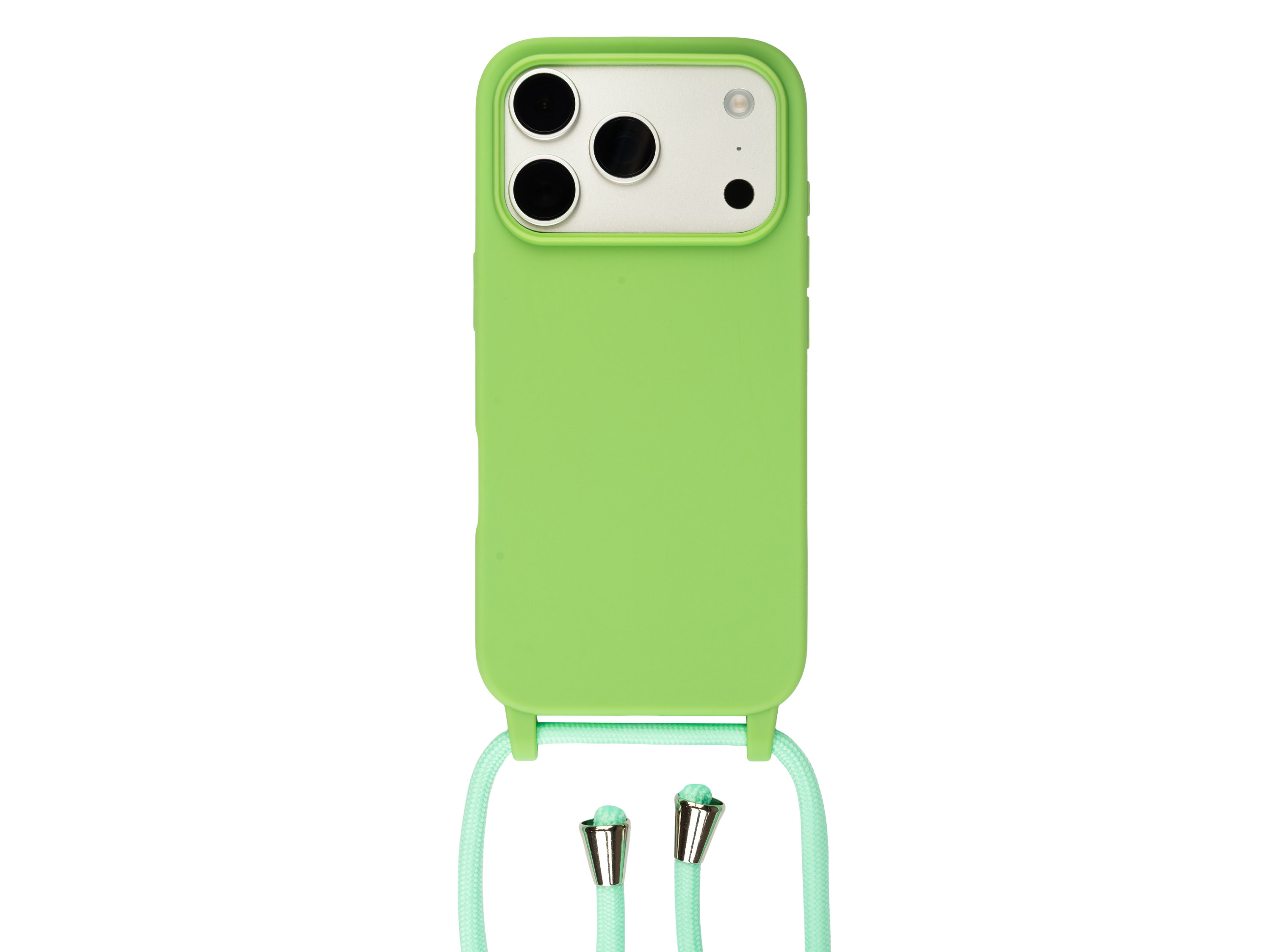 Levně Silikonový světle zelený kryt se šňůrkou pro iPhone 17 Pro