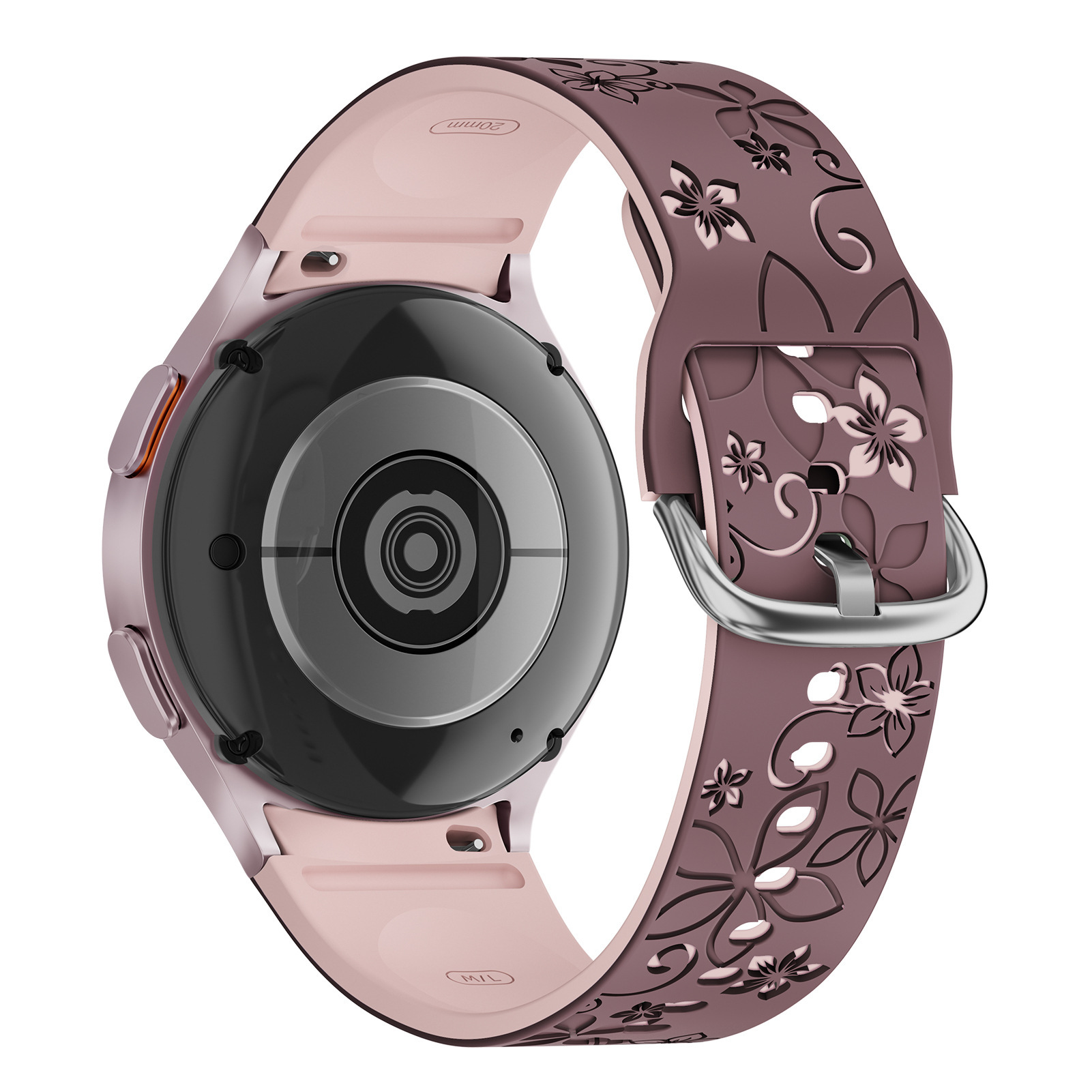 Levně Gravírovaný květinový řemínek pro Samsung Galaxy Watch 4/5/6 Barva: Fialovo-růžový