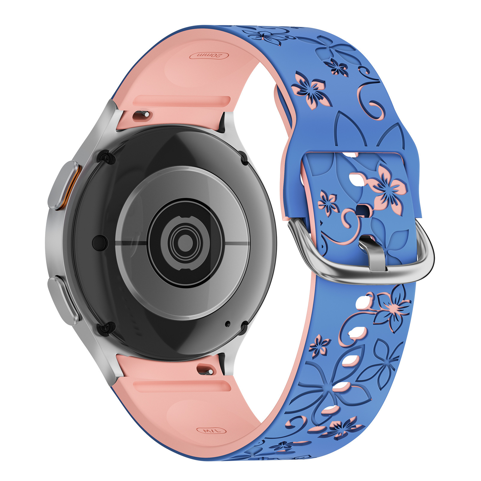 Levně Gravírovaný květinový řemínek pro Samsung Galaxy Watch 4/5/6 Barva: Modro-růžový