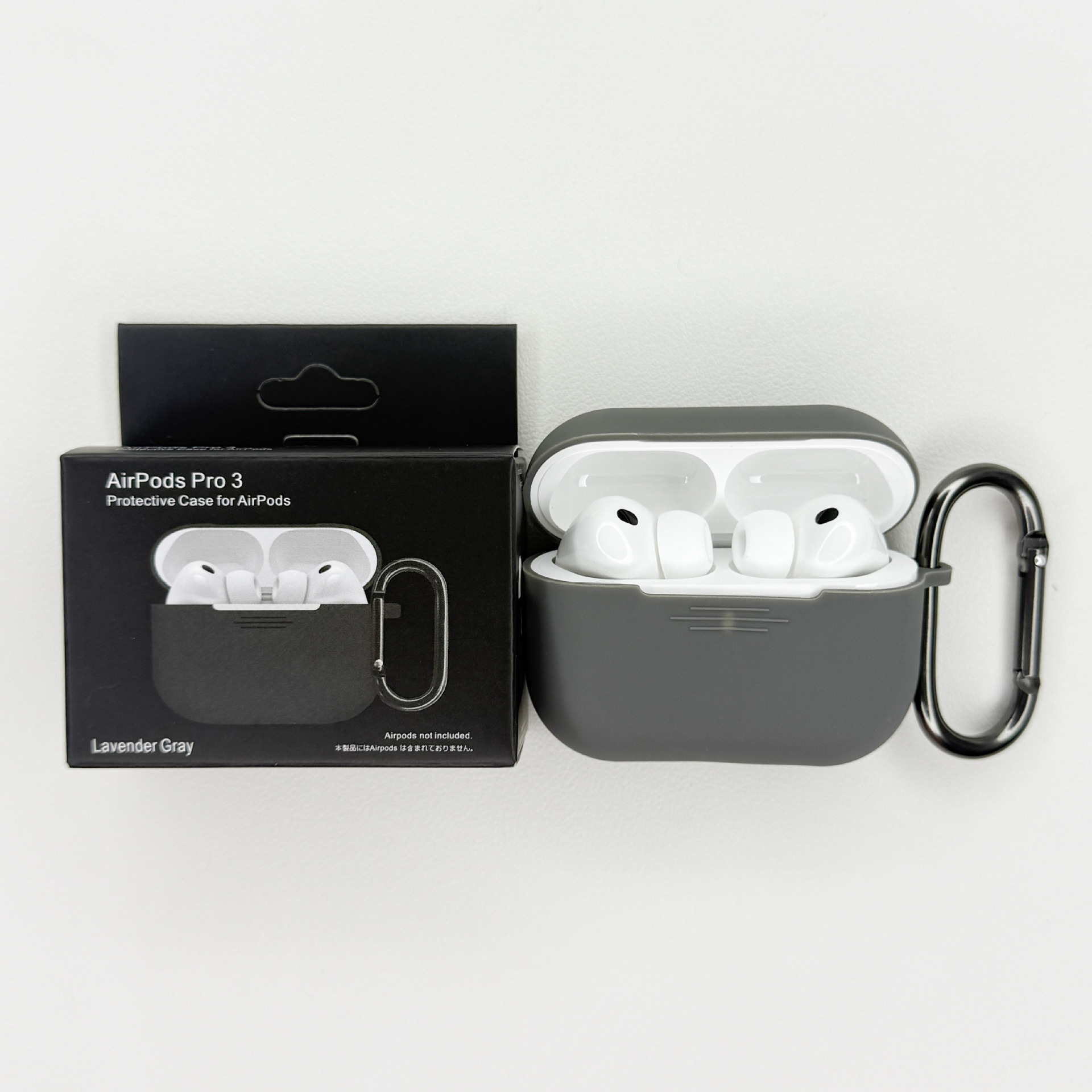 Levně Jednobarevný obal s karabinou pro AirPods Pro 3 Barva: Lavender Grey
