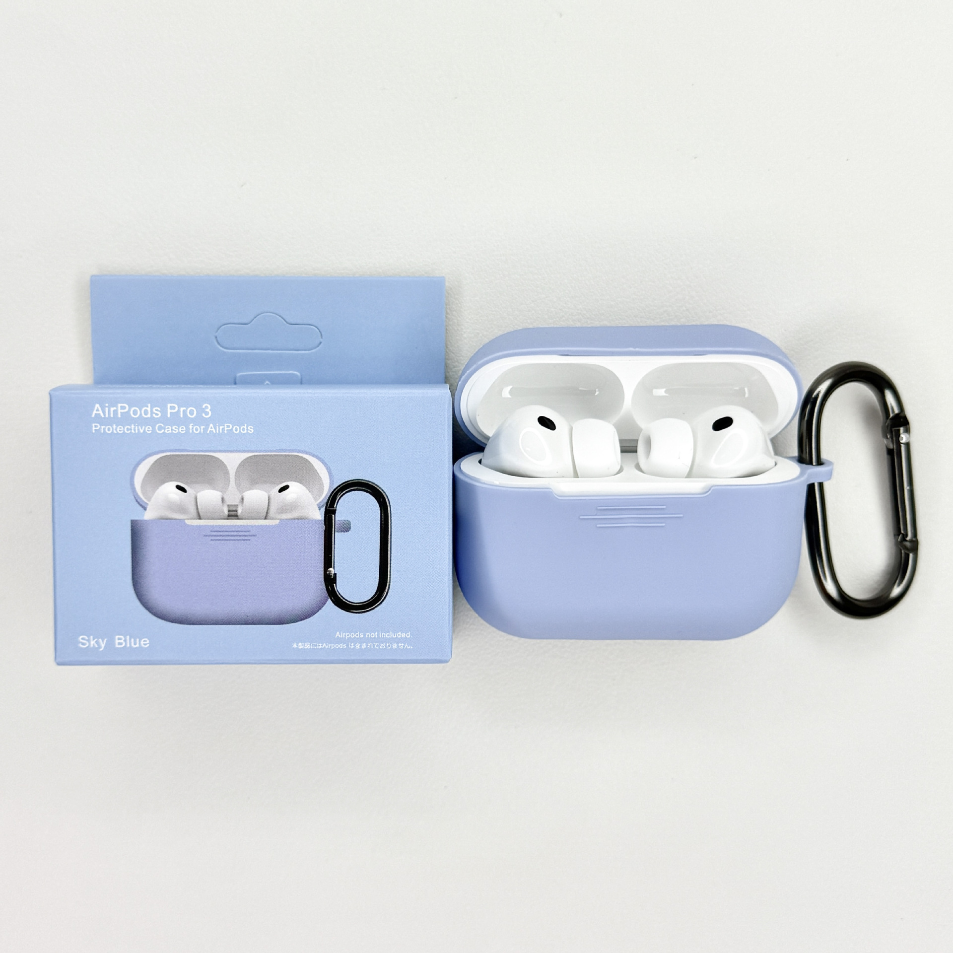 Levně Jednobarevný obal s karabinou pro AirPods Pro 3 Barva: Sky Blue
