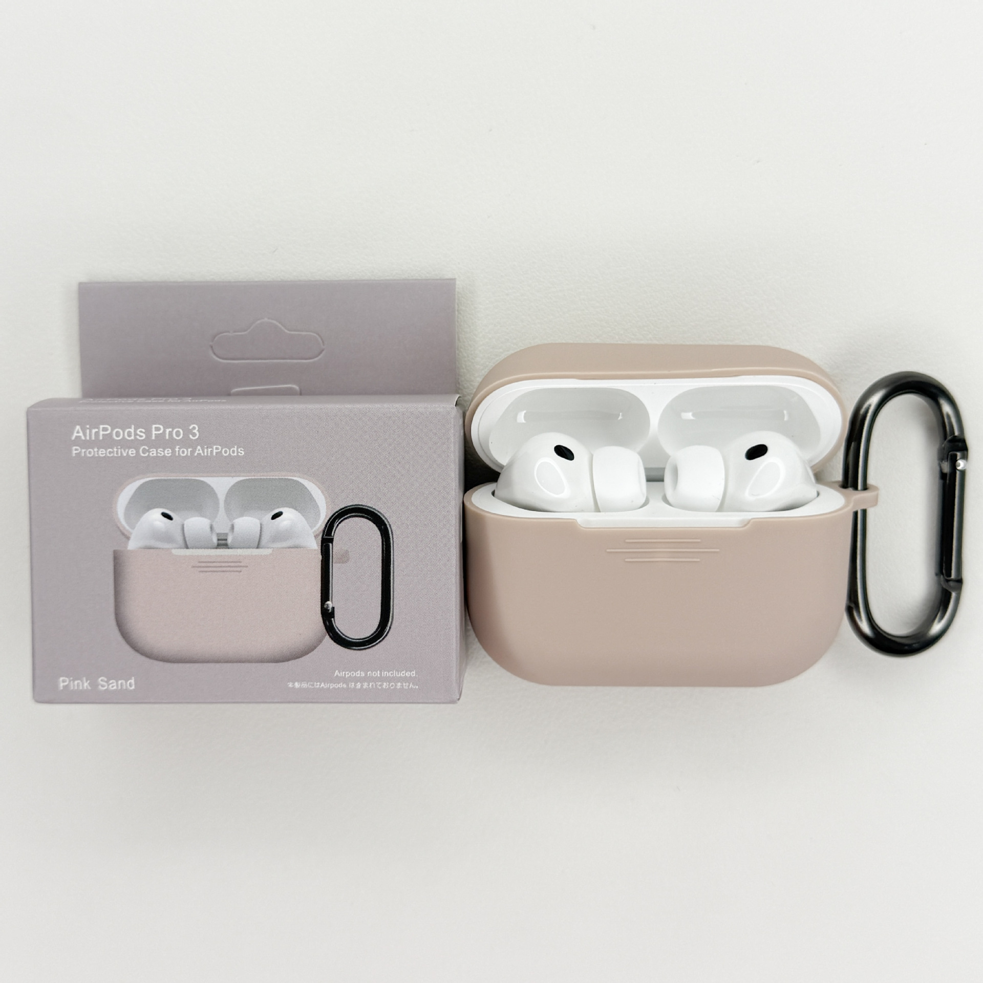 Levně Jednobarevný obal s karabinou pro AirPods Pro 3 Barva: Pink Sand