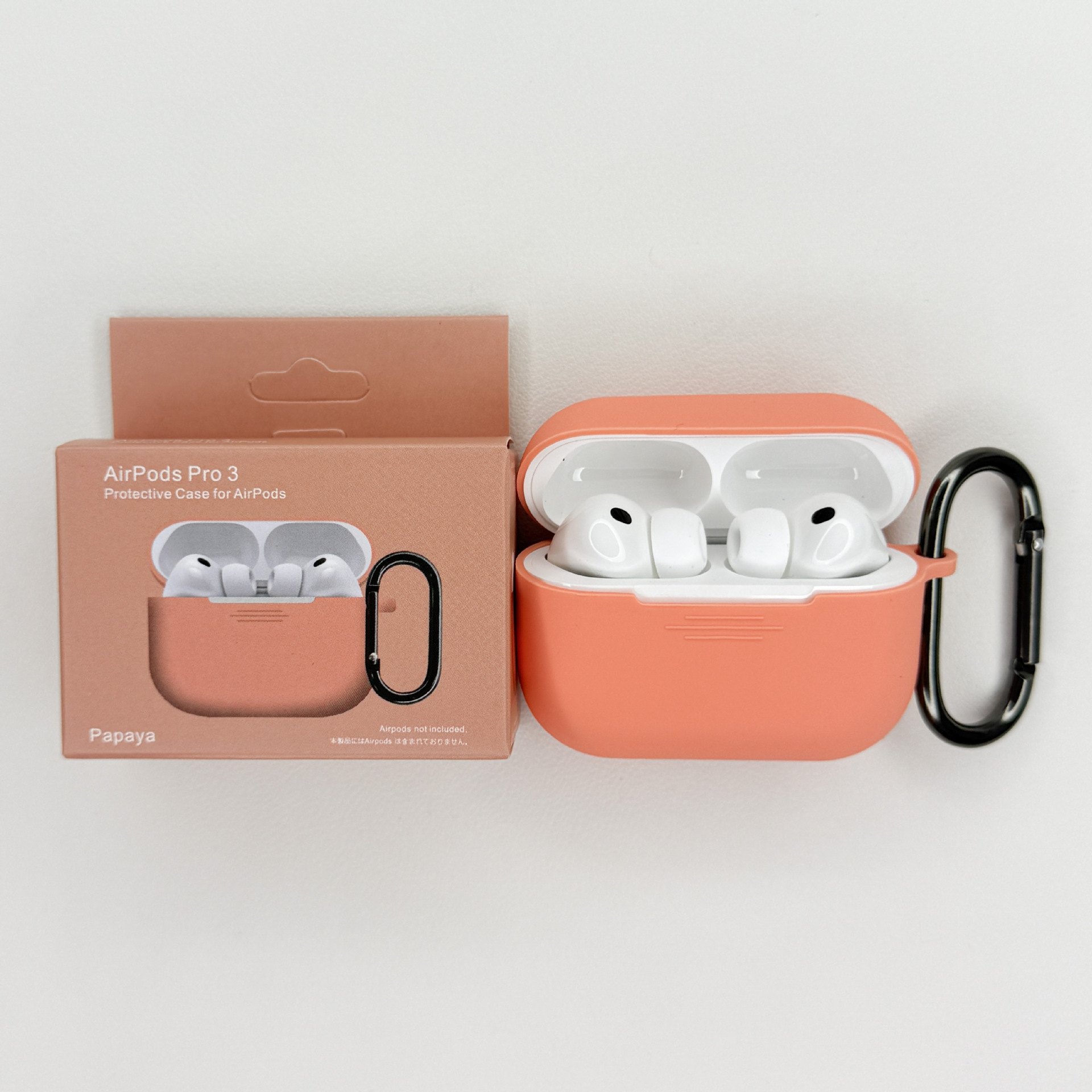 Levně Jednobarevný obal s karabinou pro AirPods Pro 3 Barva: Papaya