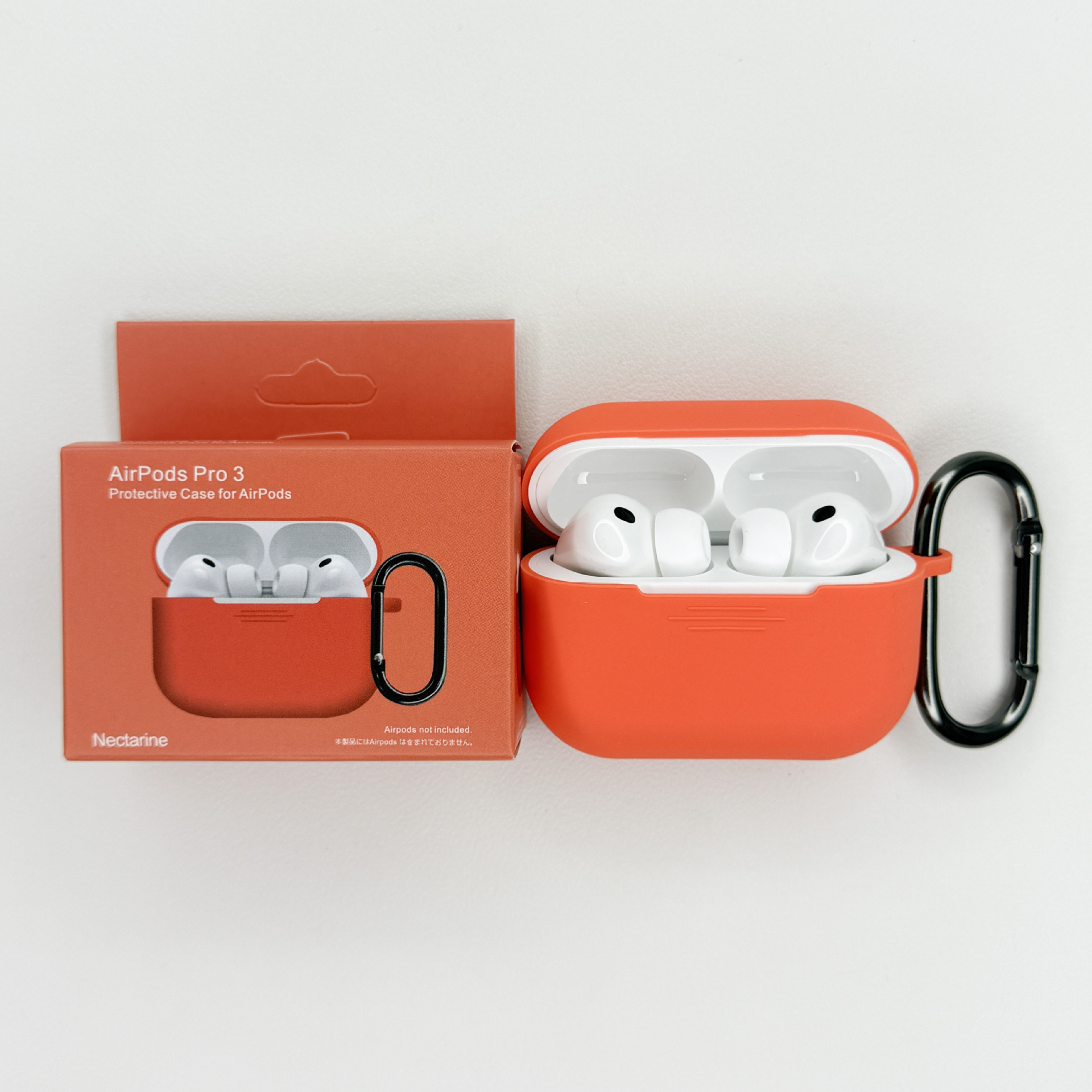 Levně Jednobarevný obal s karabinou pro AirPods Pro 3 Barva: Nectarine