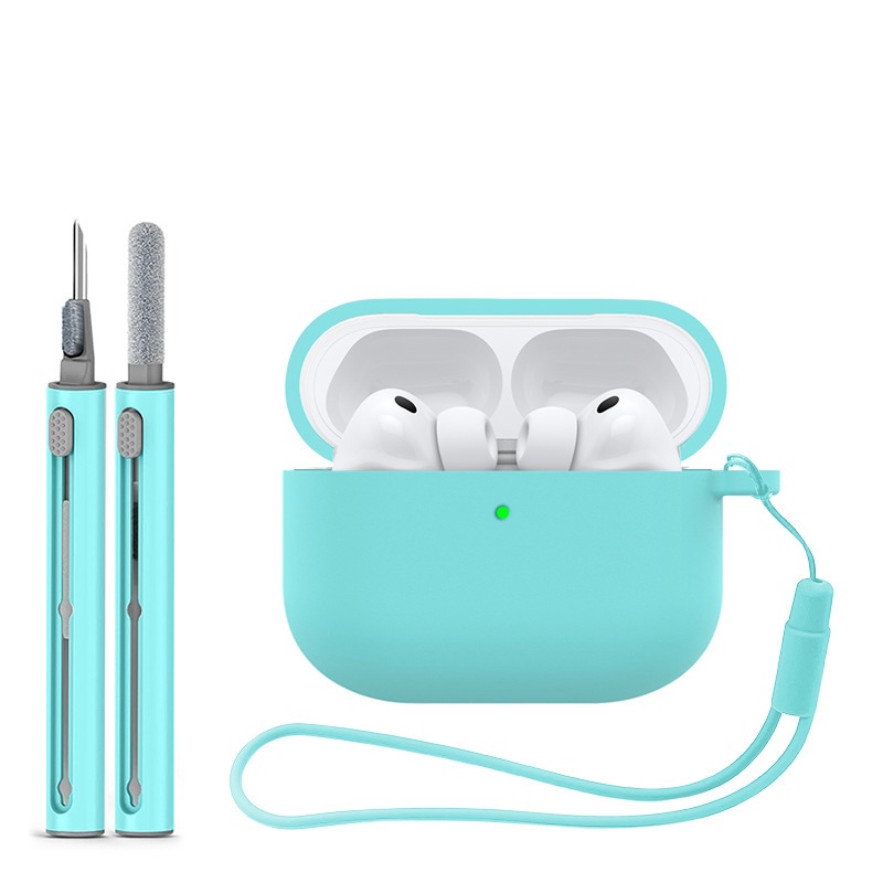 Levně Jednobarevný obal s čistícím perem pro AirPods Pro 3 Barva: Mint green
