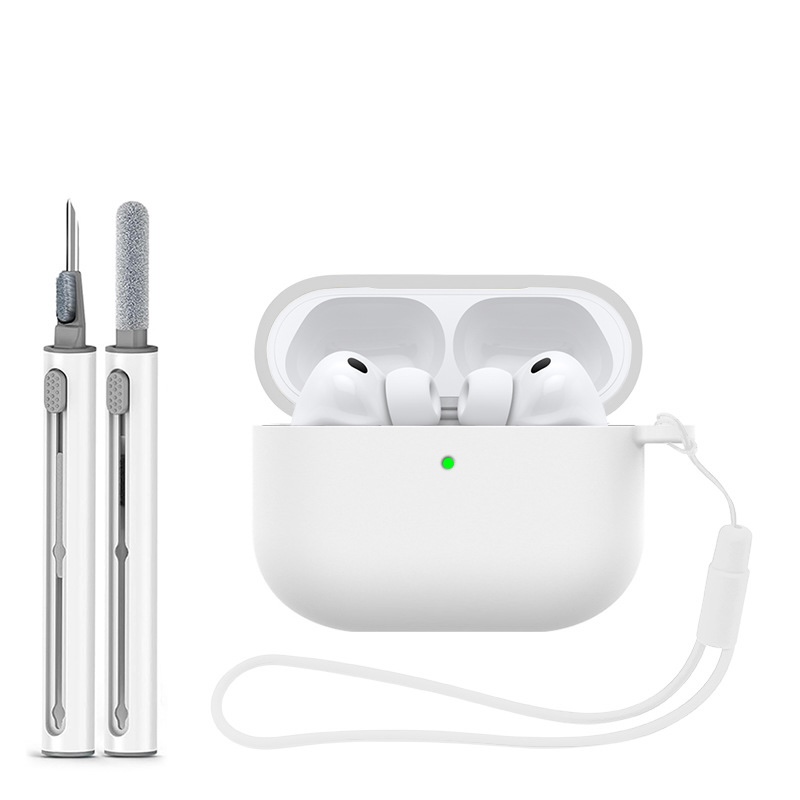 Levně Jednobarevný obal s čistícím perem pro AirPods Pro 3 Barva: White