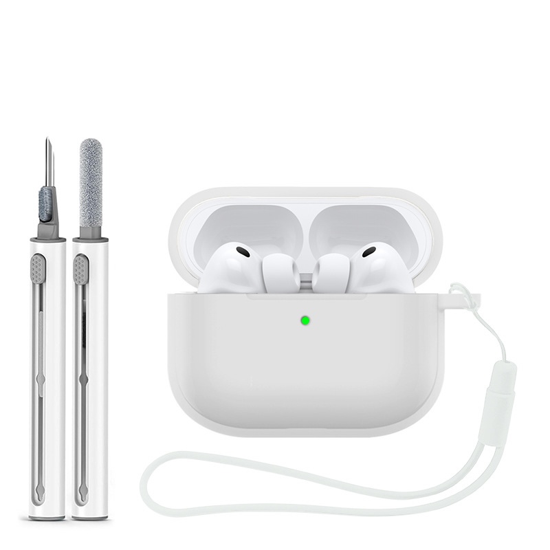 Levně Jednobarevný obal s čistícím perem pro AirPods Pro 3 Barva: Milky white