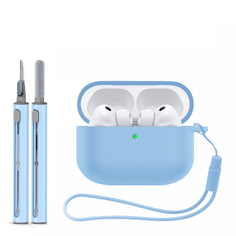 Levně Jednobarevný obal s čistícím perem pro AirPods Pro 3 Barva: Sky Blue