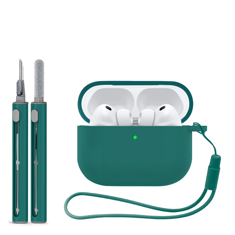 Levně Jednobarevný obal s čistícím perem pro AirPods Pro 3 Barva: Dark green