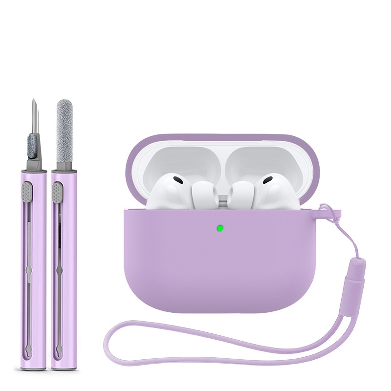 Levně Jednobarevný obal s čistícím perem pro AirPods Pro 3 Barva: Pinkish purple