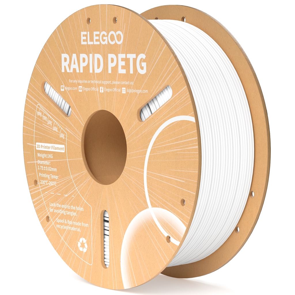 Levně Filament ELEGOO Rapid PETG 1,75 mm 1 kg, Bílá