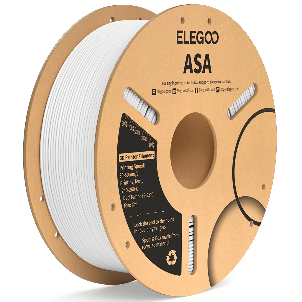 Levně Filament ELEGOO ASA 1,75 mm 1 kg, Bílá