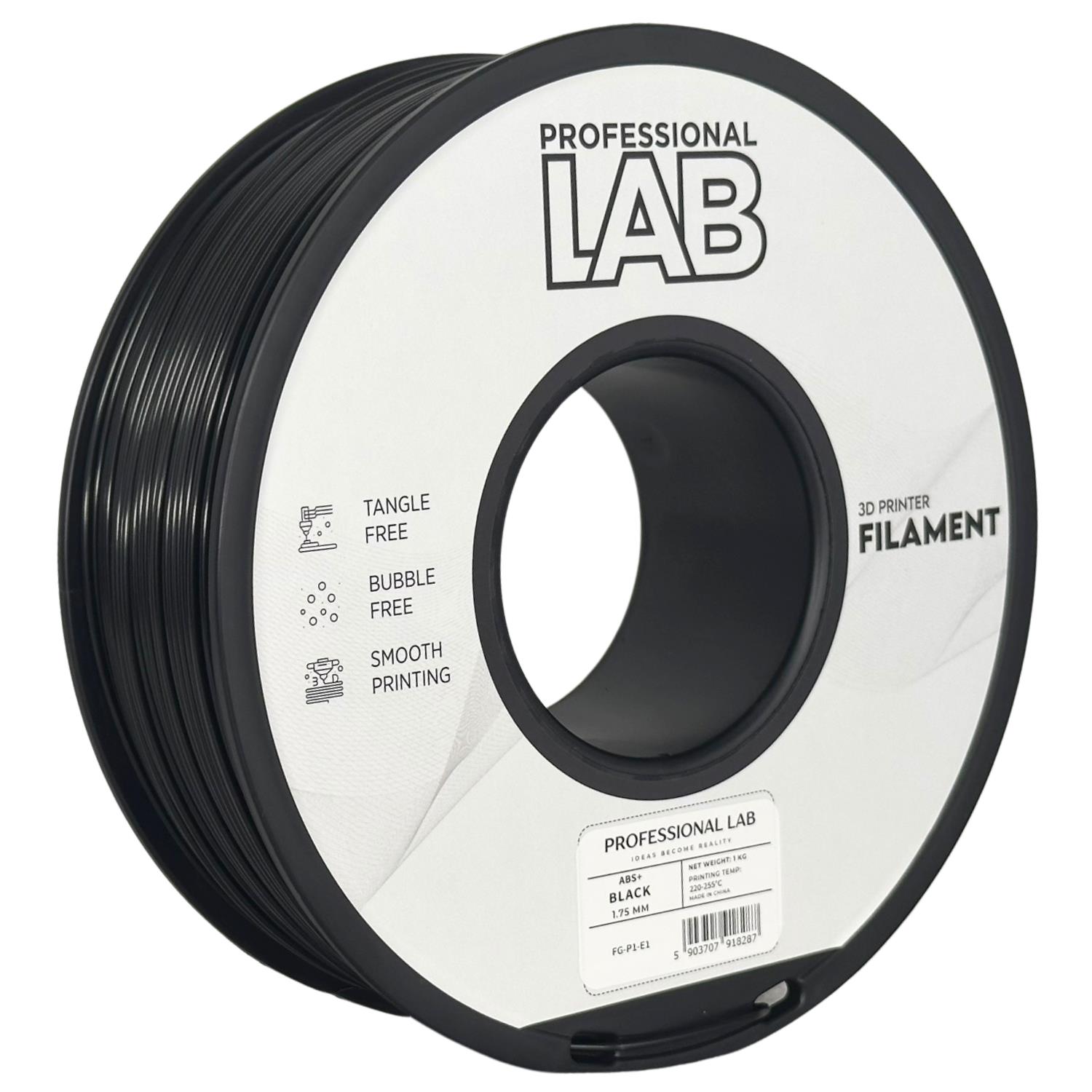 Levně Filament Professional Lab ABS+ 1,75 mm 1 kg, Černá