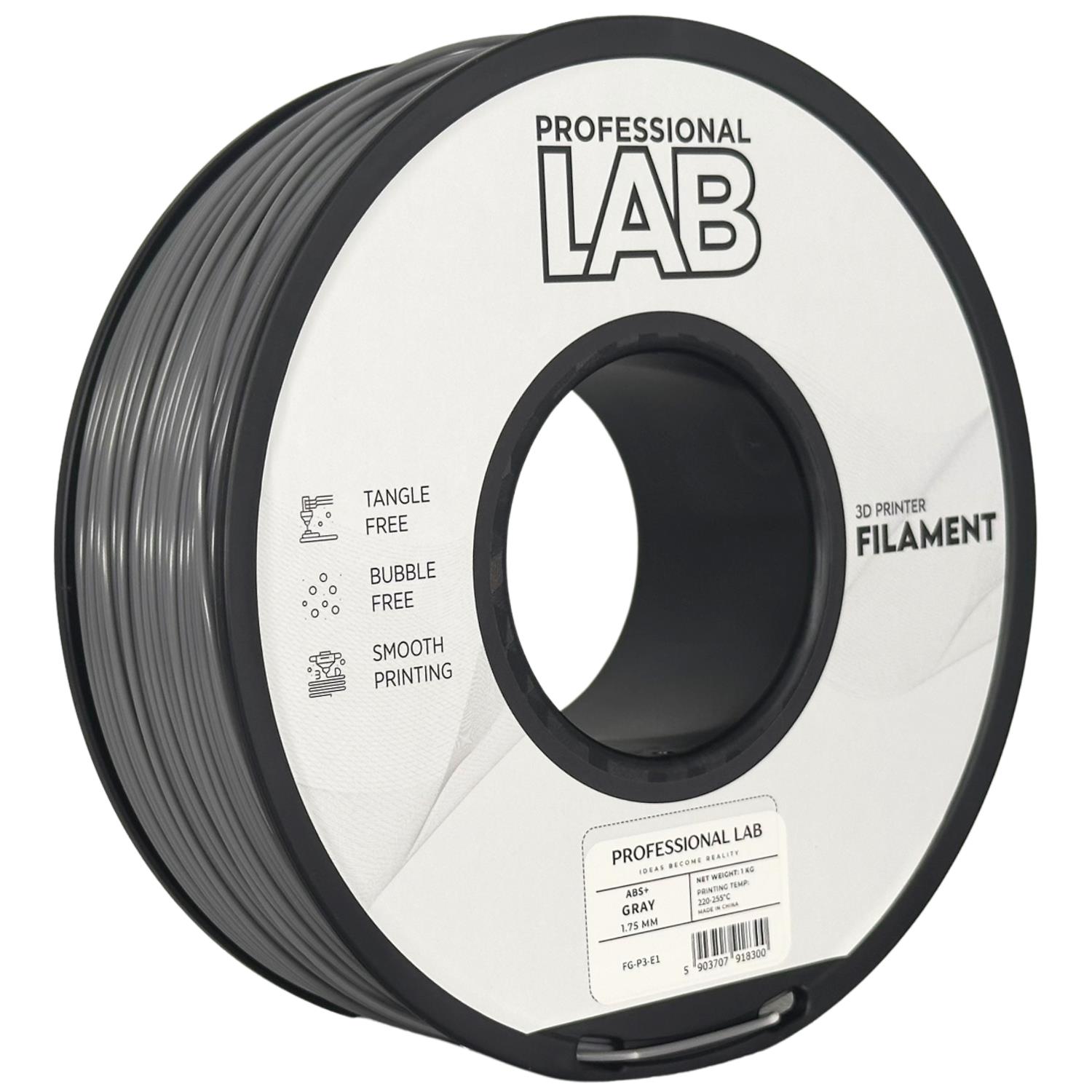 Levně Filament Professional Lab ABS+ 1,75 mm 1 kg, Šedá