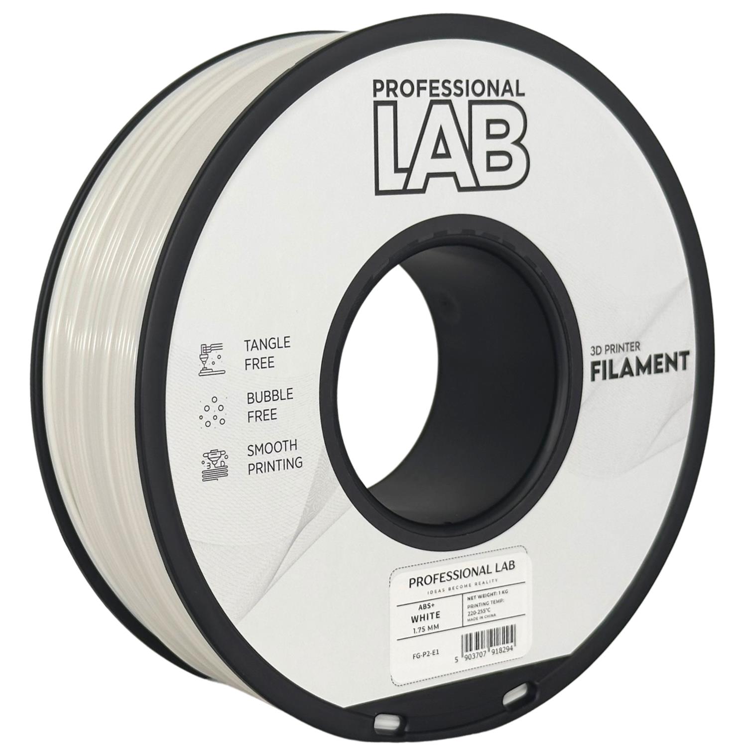 Levně Filament Professional Lab ABS+ 1,75 mm 1 kg, Bílá