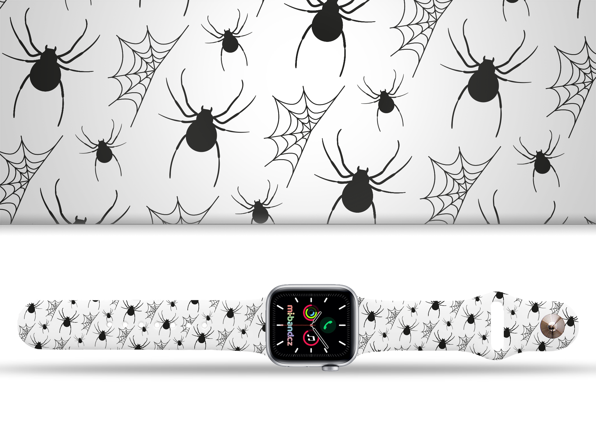 Levně Apple watch řemínek Pavouk s pavučinou Rozměr: 38/40/41/42(S10)mm, barva pásku: bílá