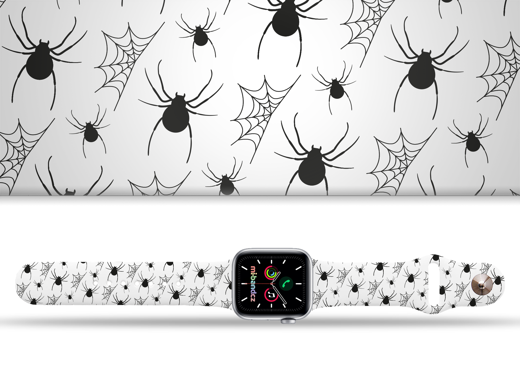 Apple watch řemínek Pavouk s pavučinou - 38/40/41mm, barva pásku bílá