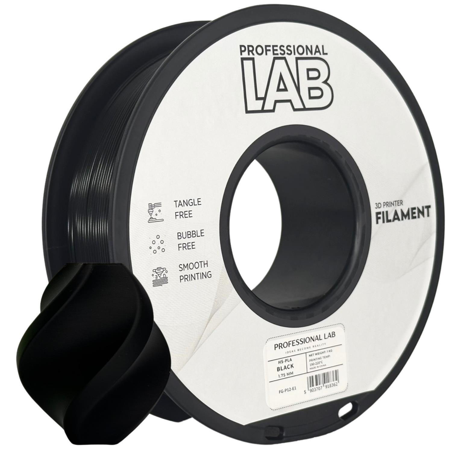 Levně Filament Professional Lab HS-PLA 1,75 mm 1 kg, Černá