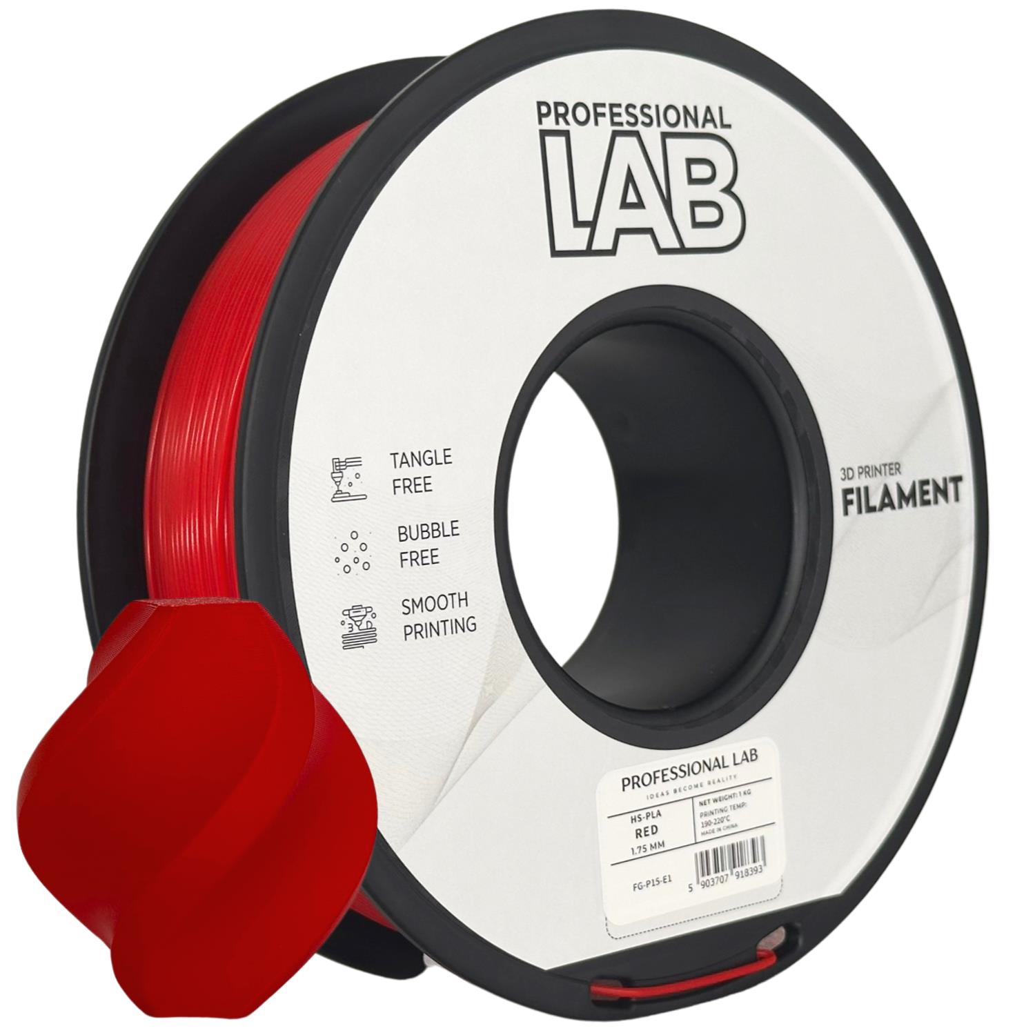 Levně Filament Professional Lab HS-PLA 1,75 mm 1 kg, Červená
