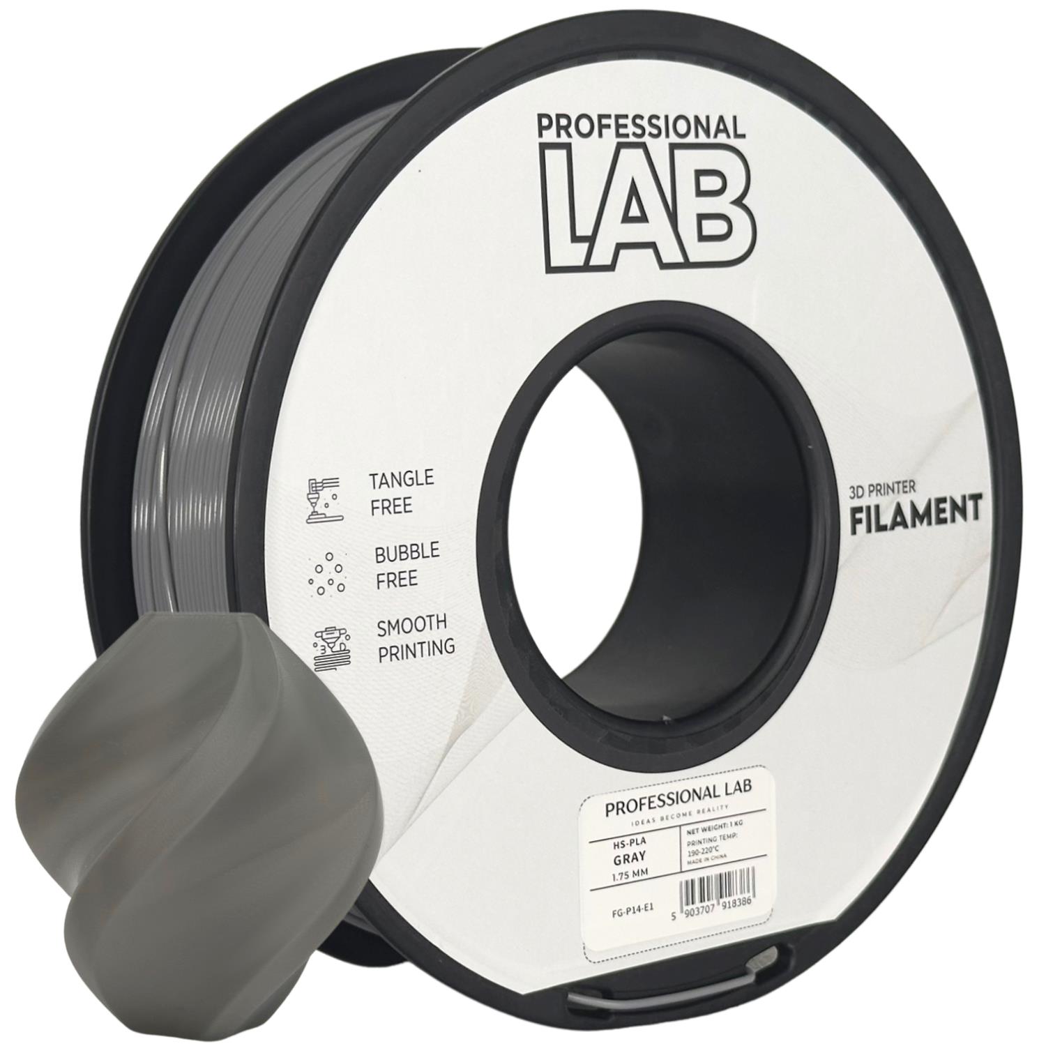 Levně Filament Professional Lab HS-PLA 1,75 mm 1 kg, Šedá