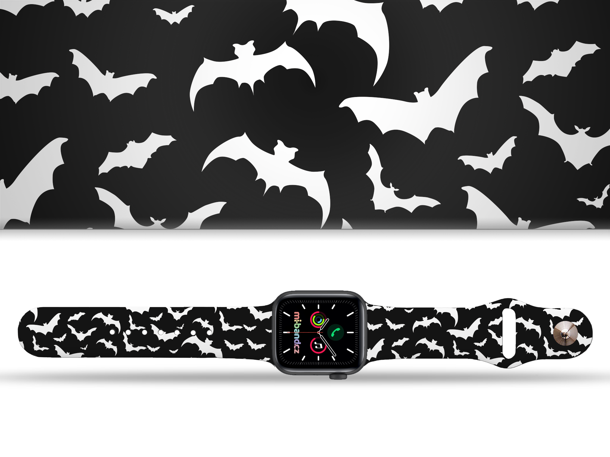Apple watch řemínek Netopýři - 38/40/41mm, barva pásku černá