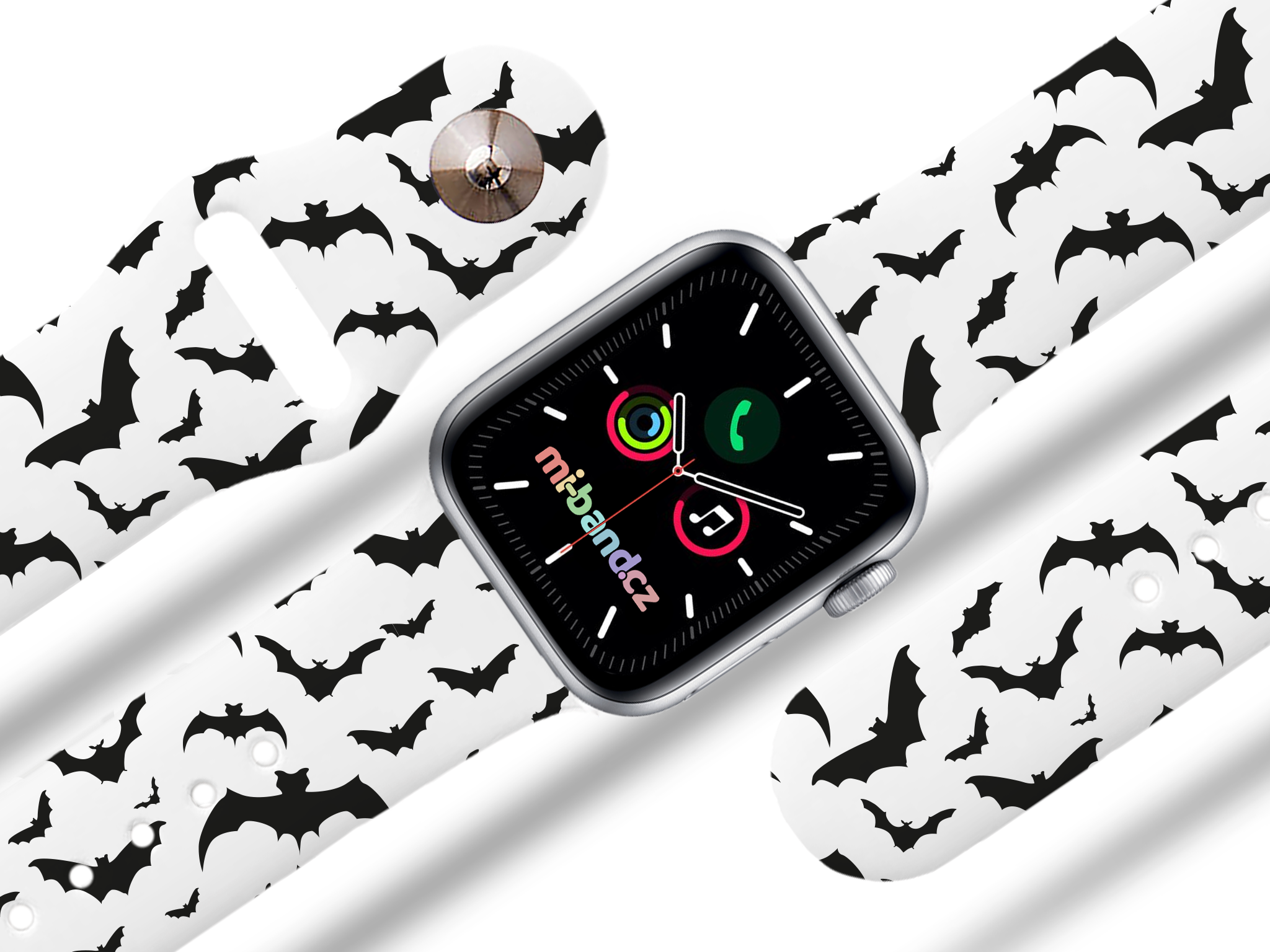 Levně Apple watch řemínek Netopýři Rozměr: 38/40/41/42(S10)mm, barva pásku: bílá