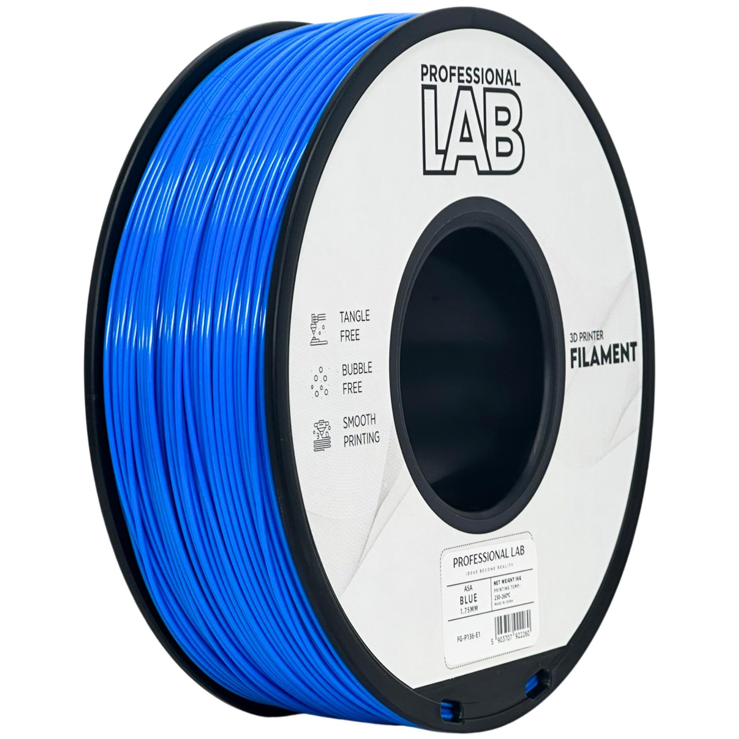 Levně Filament Professional Lab ASA 1,75 mm 1 kg, Modrá