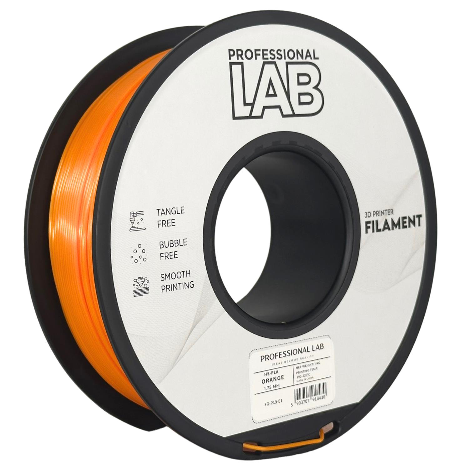 Levně Filament Professional Lab HS-PLA 1,75 mm 1 kg, Oranžová