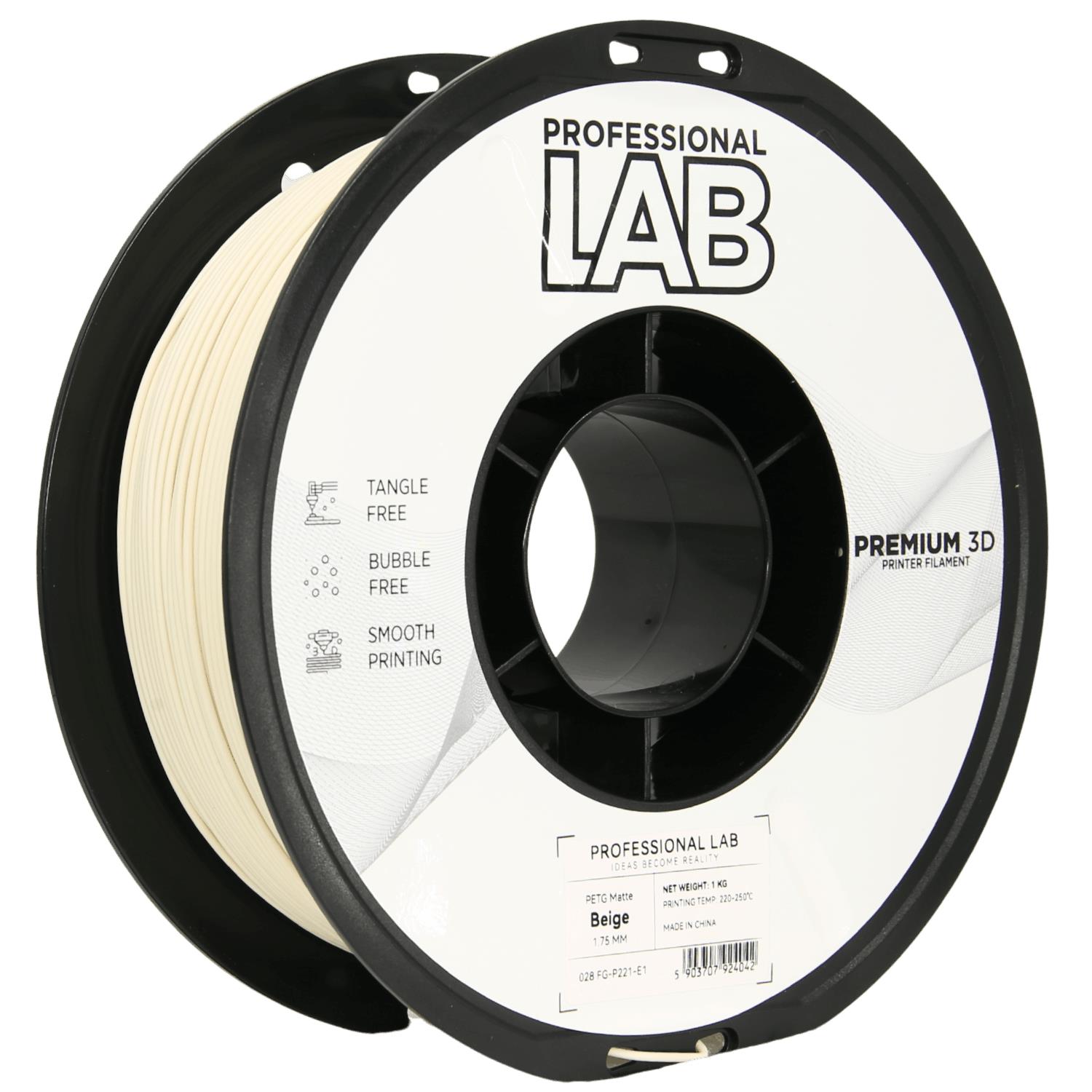 Levně Filament Professional Lab PETG Matte 1,75 mm 1 kg, Béžová