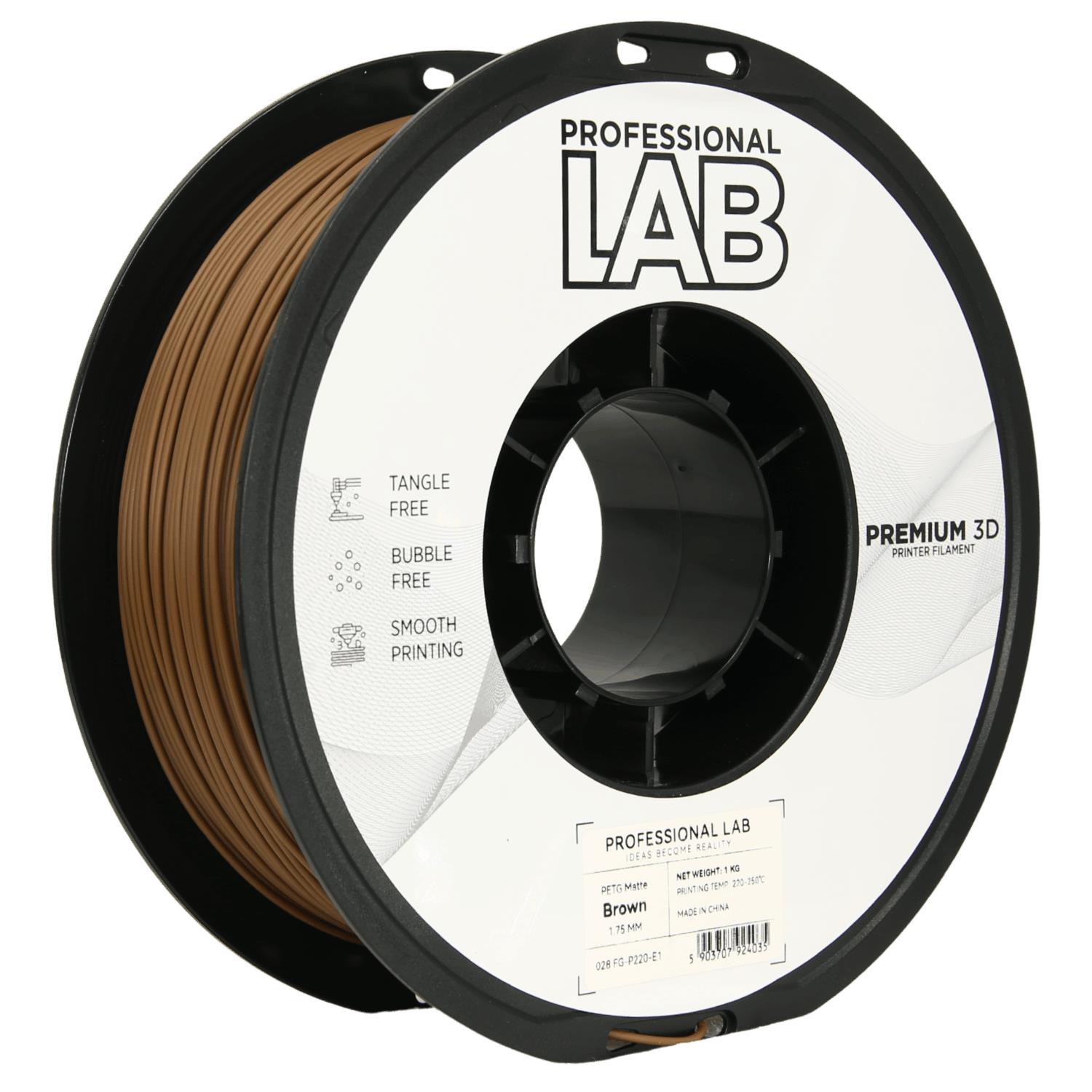 Levně Filament Professional Lab PETG Matte 1,75 mm 1 kg, Hnědá