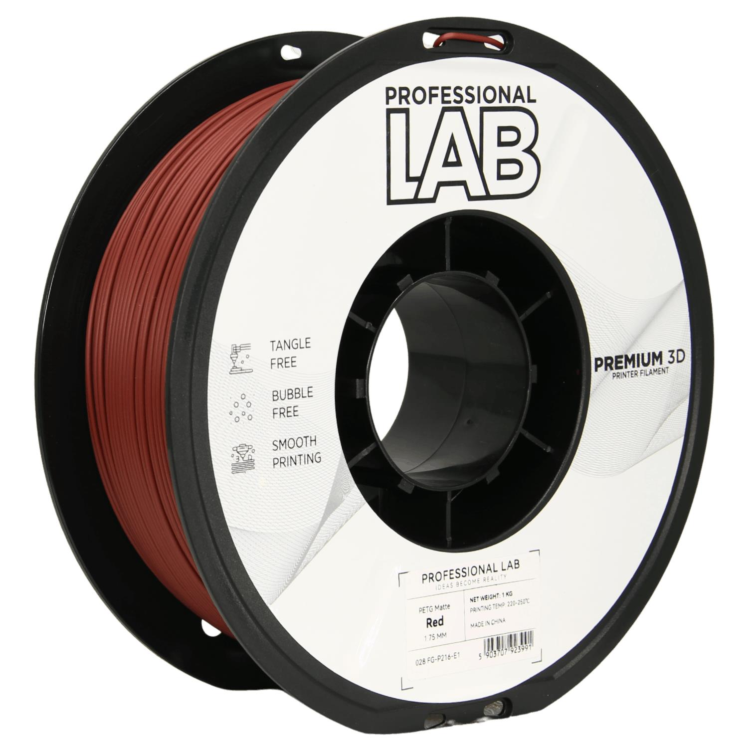Levně Filament Professional Lab PETG Matte 1,75 mm 1 kg, Červená