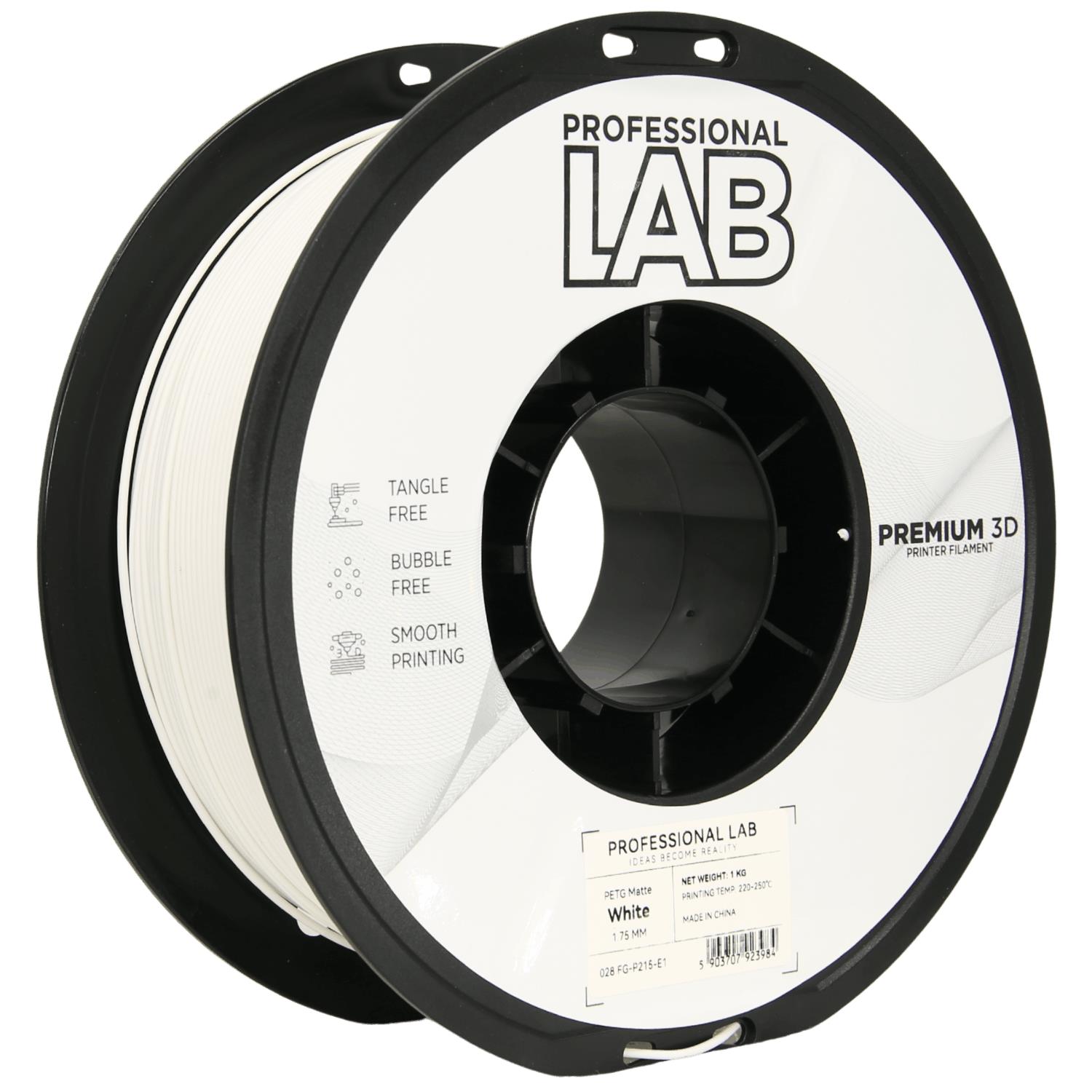Levně Filament Professional Lab PETG Matte 1,75 mm 1 kg, Bílá