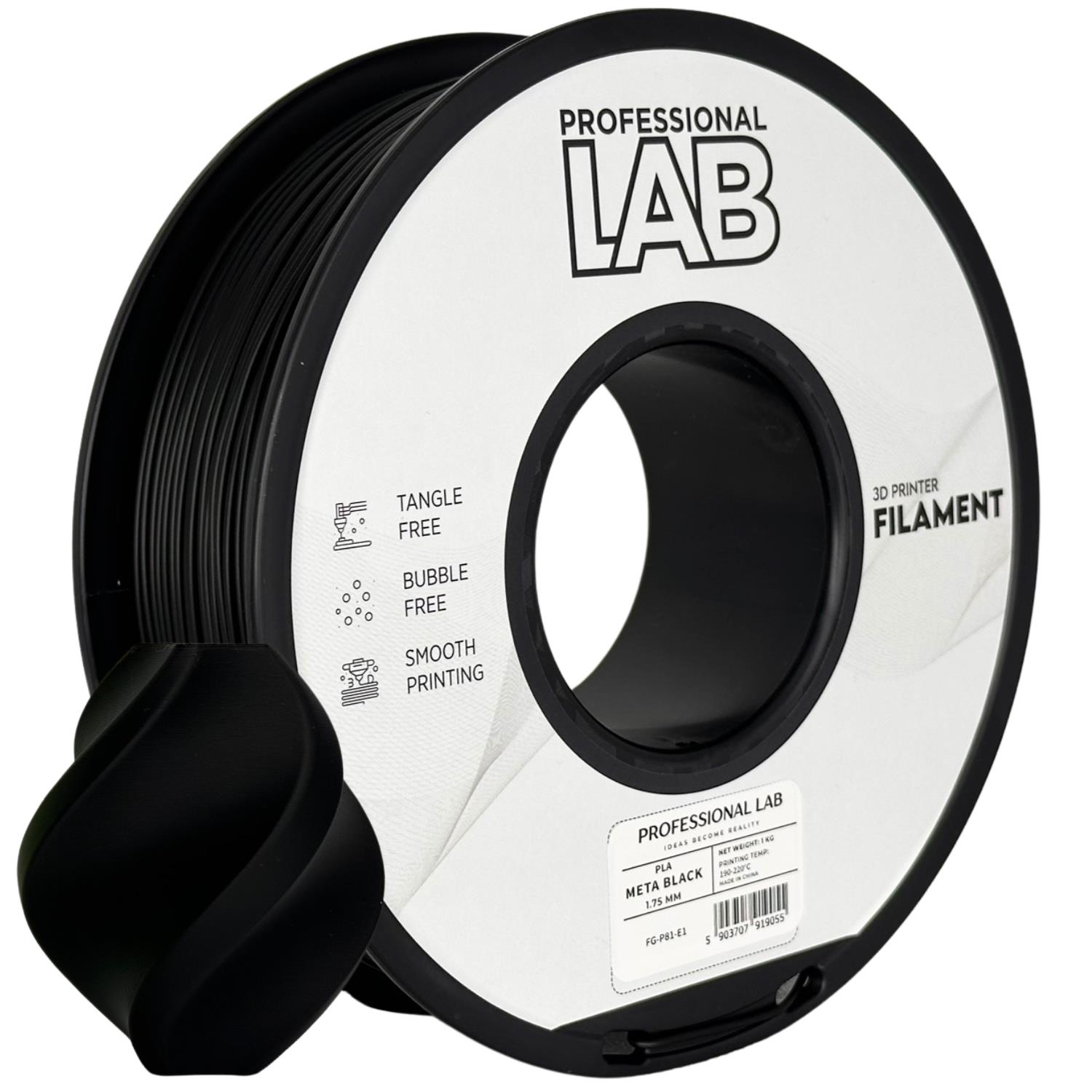 Levně Filament Professional Lab PLA Meta 1,75 mm 1 kg, Černá