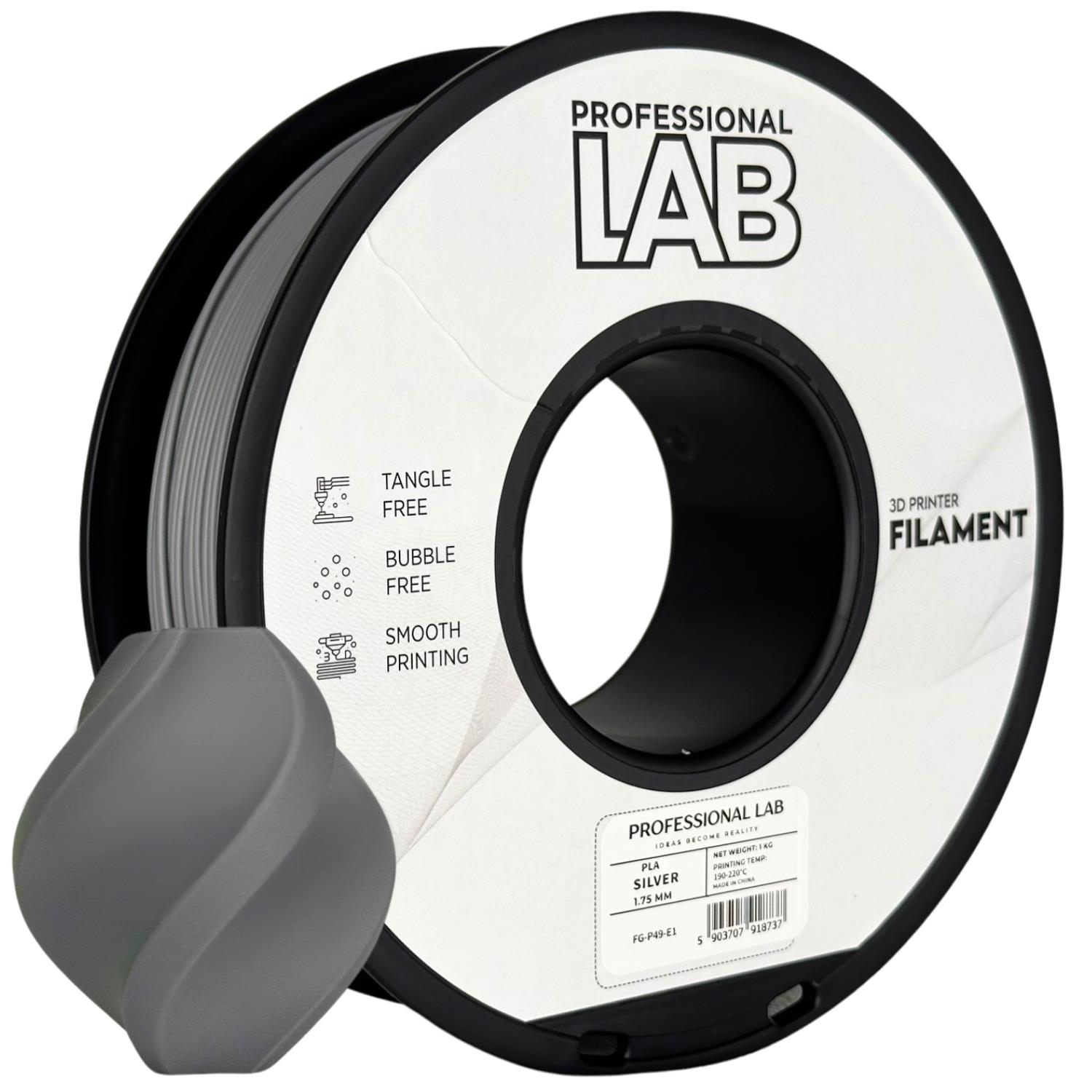 Levně Filament Professional Lab PLA 1,75 mm 1 kg, Stříbrná